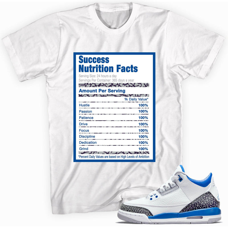 Success Nutrition Facts Sneaker Tee AJ 3 Retro Racer Blue photo