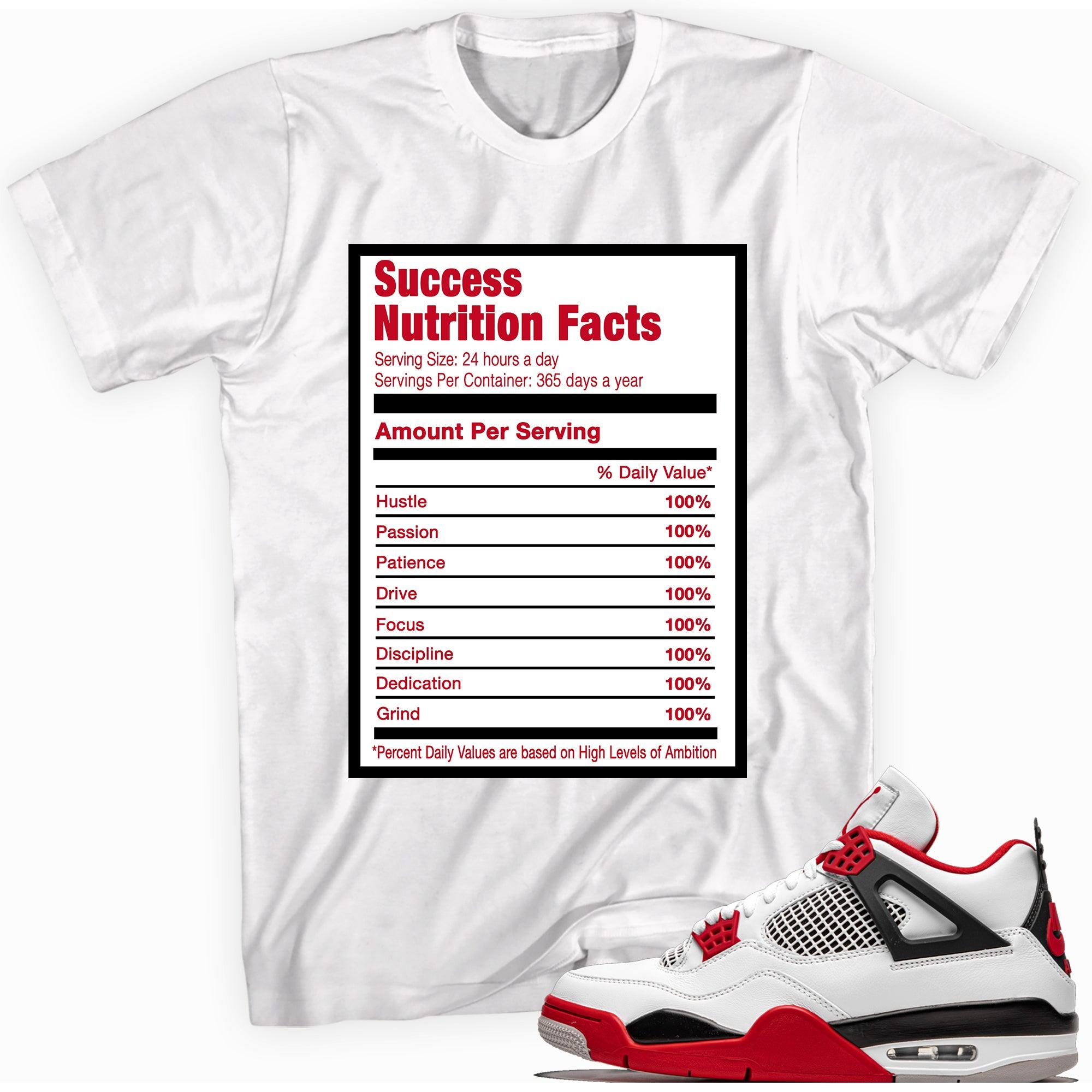 Success Nutrition Facts Sneaker Tee AJ 4 Fire Red photo