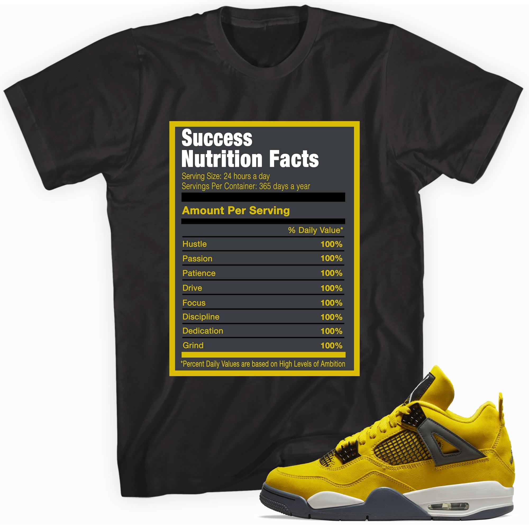 Black Success Nutrition Facts Shirt Jordan 4s Retro Lightning photo