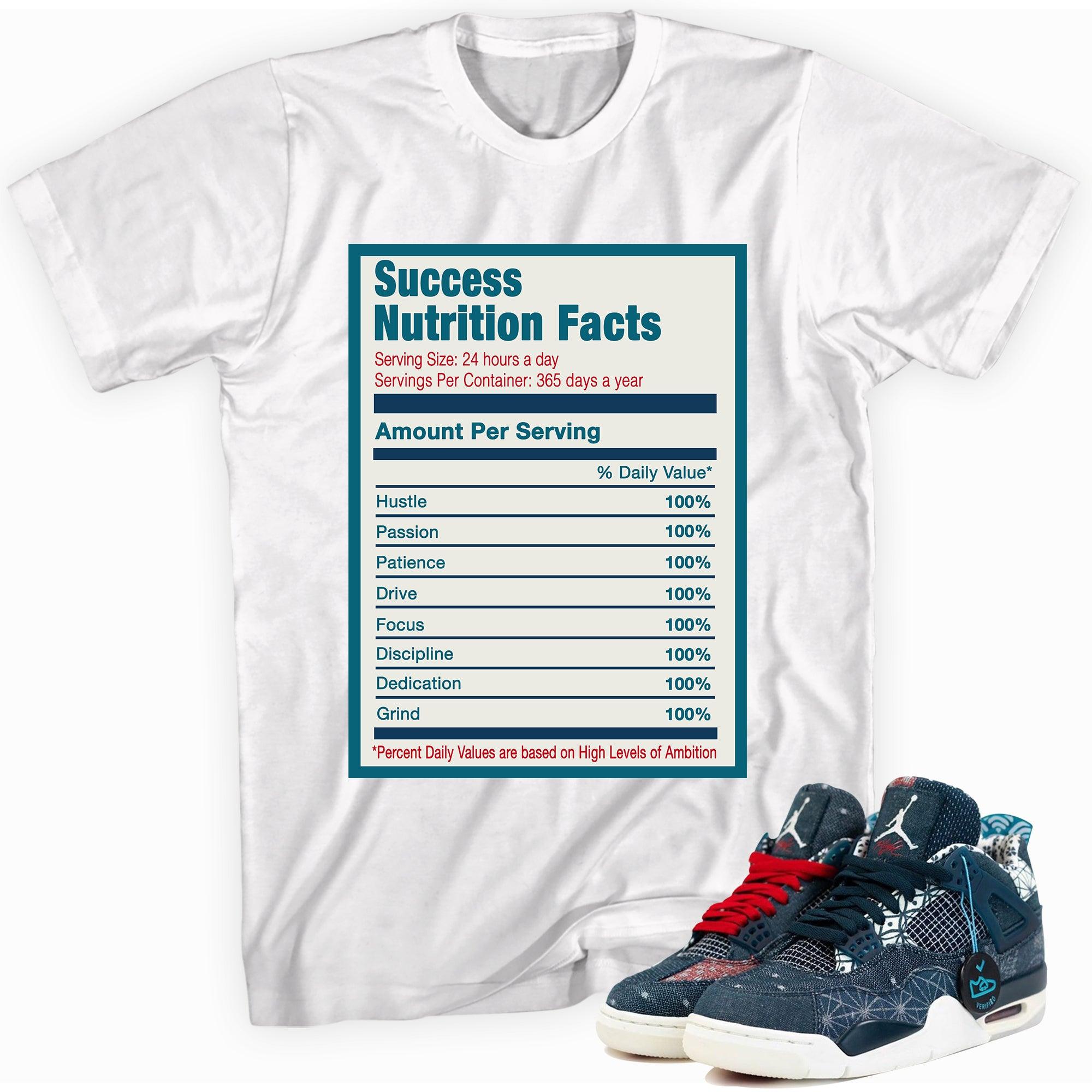 Success Nutrition Facts Sneaker Tee AJ 4 Deep Ocean