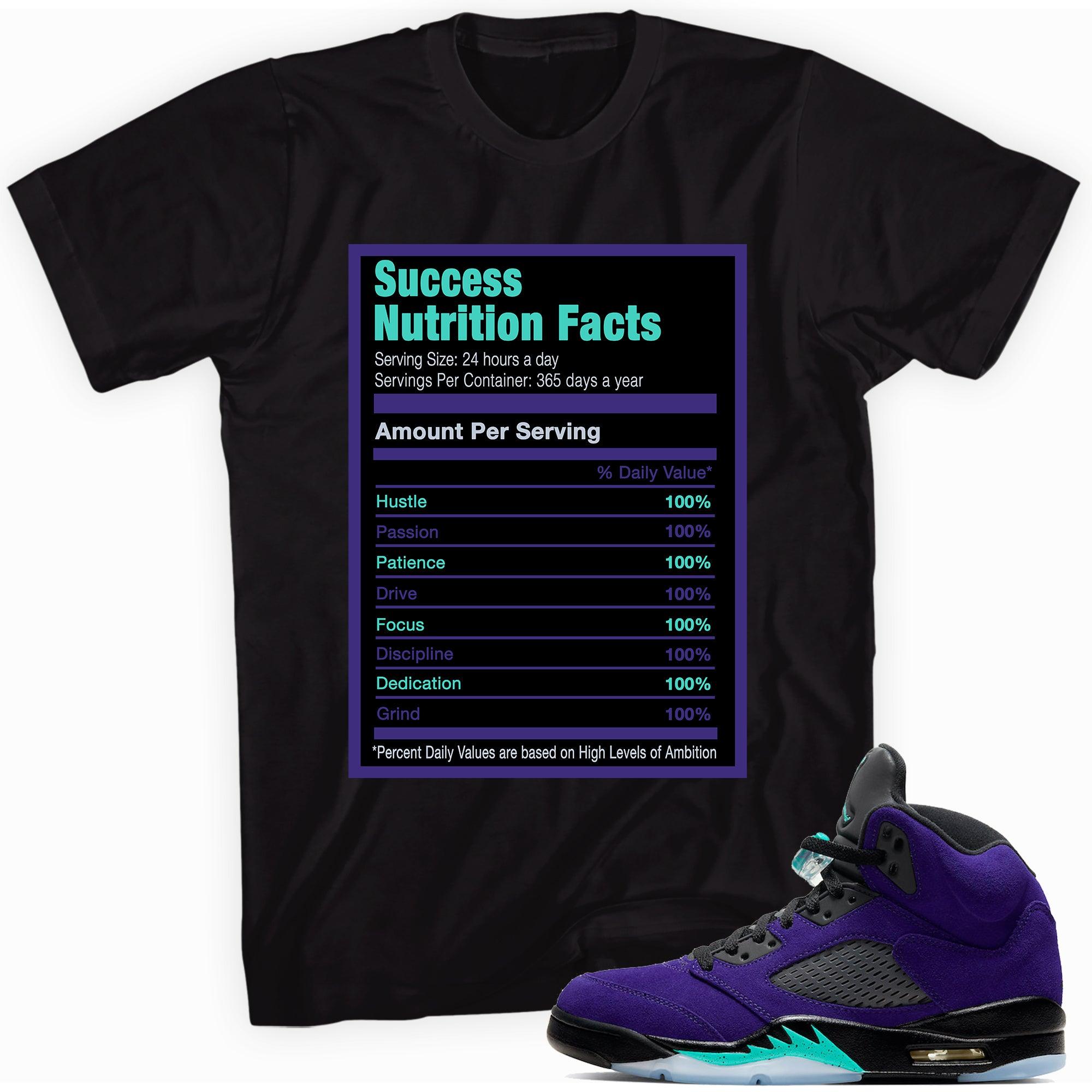 Success Nutrition Facts Sneaker Tee AJ 5s Alternate Grape photo