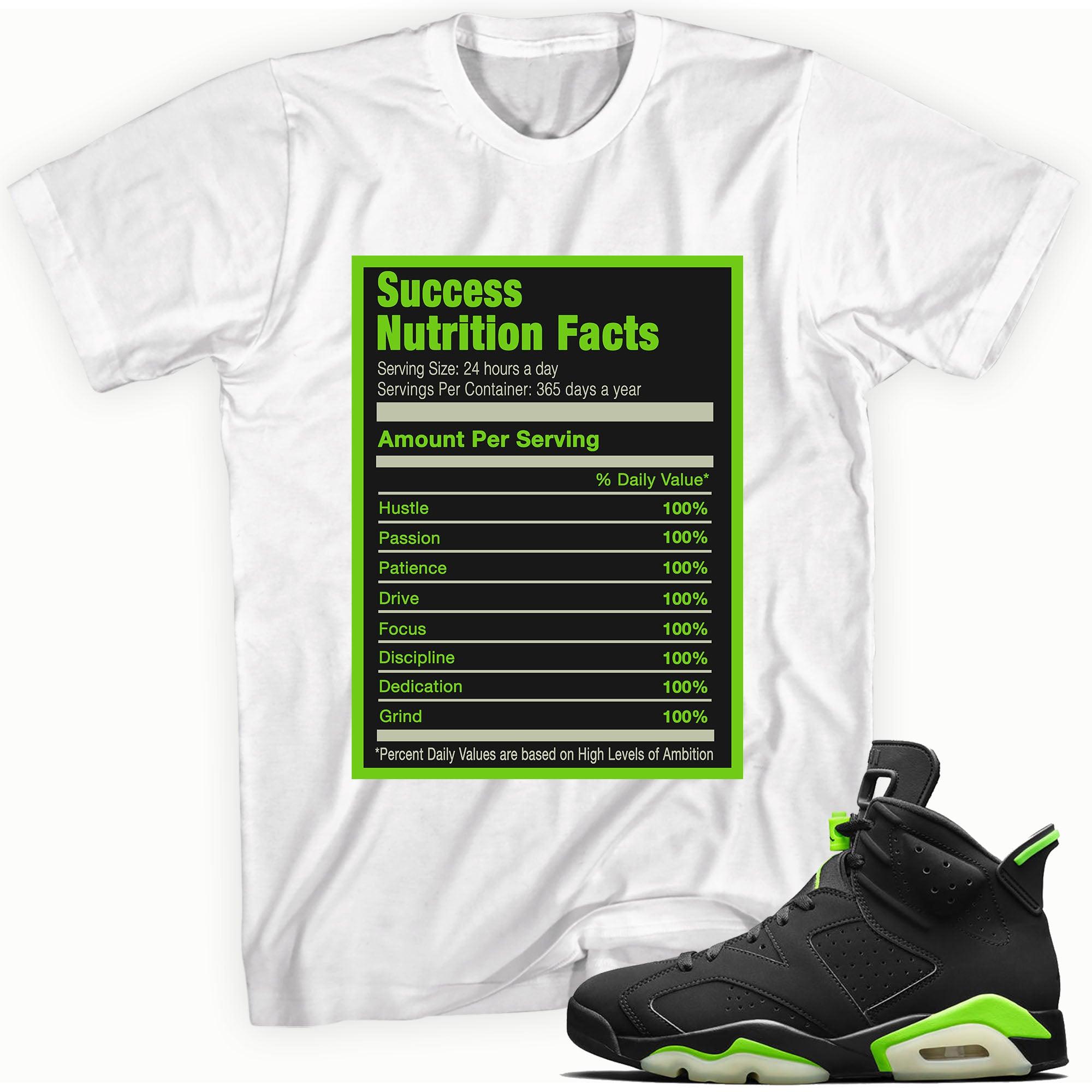Success Nutrition Facts Sneaker Tee AJ 6 Retro Electric Green photo