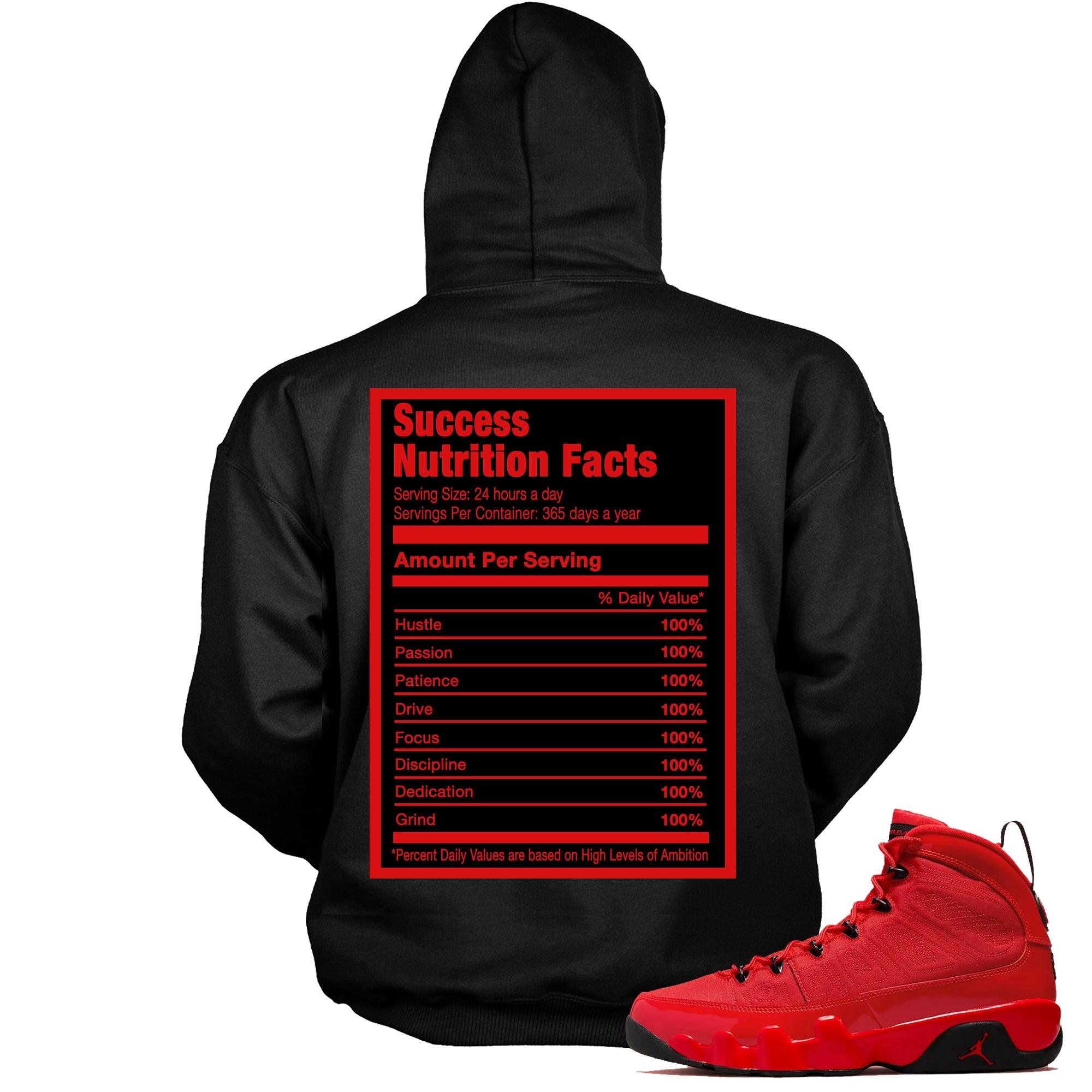 Success Nutrition Facts Hoodie AJ 9 Retro Chile Red photo