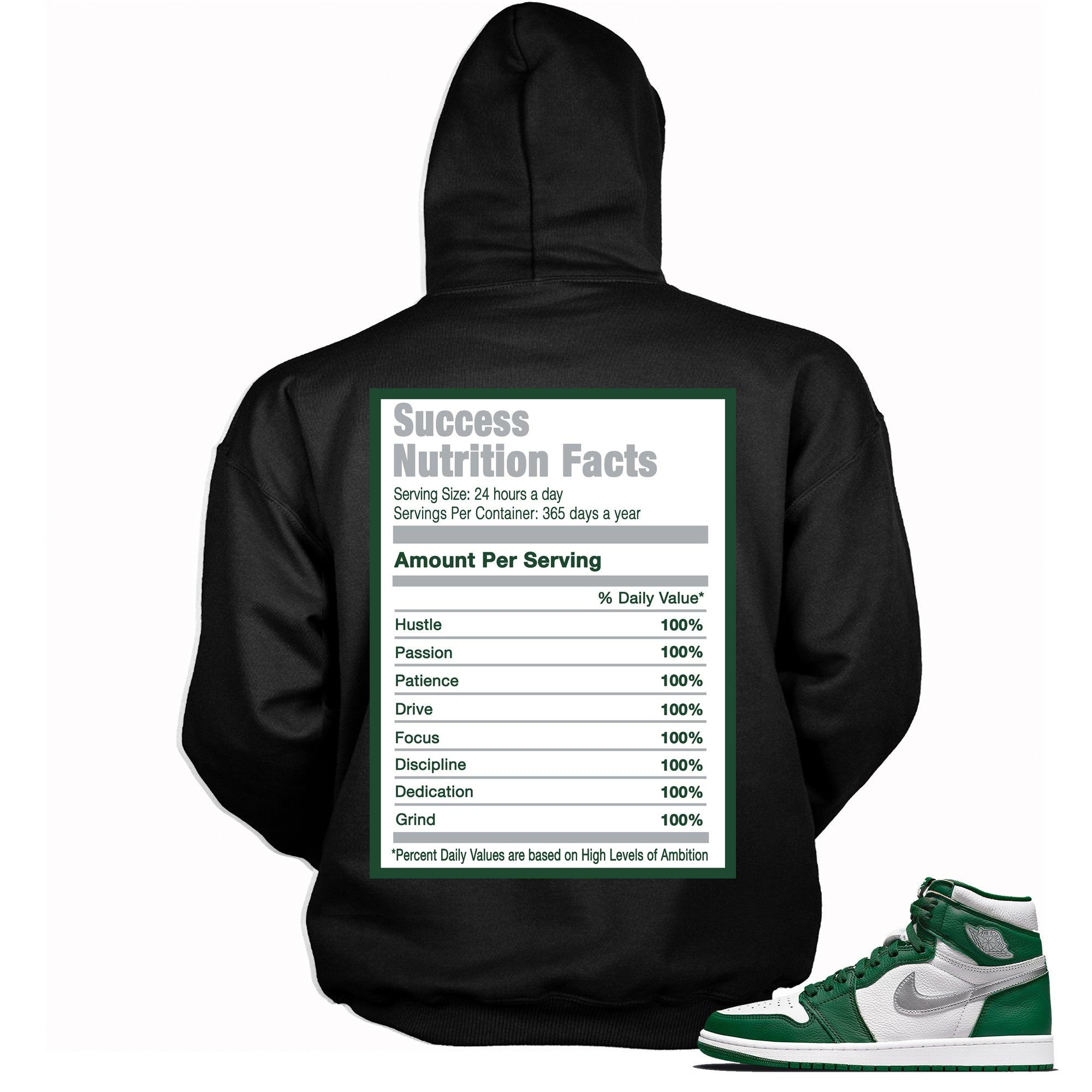 Success Nutrition Facts Hoodie AJ 1 Retro High OG Gorge Green Sneakers photo