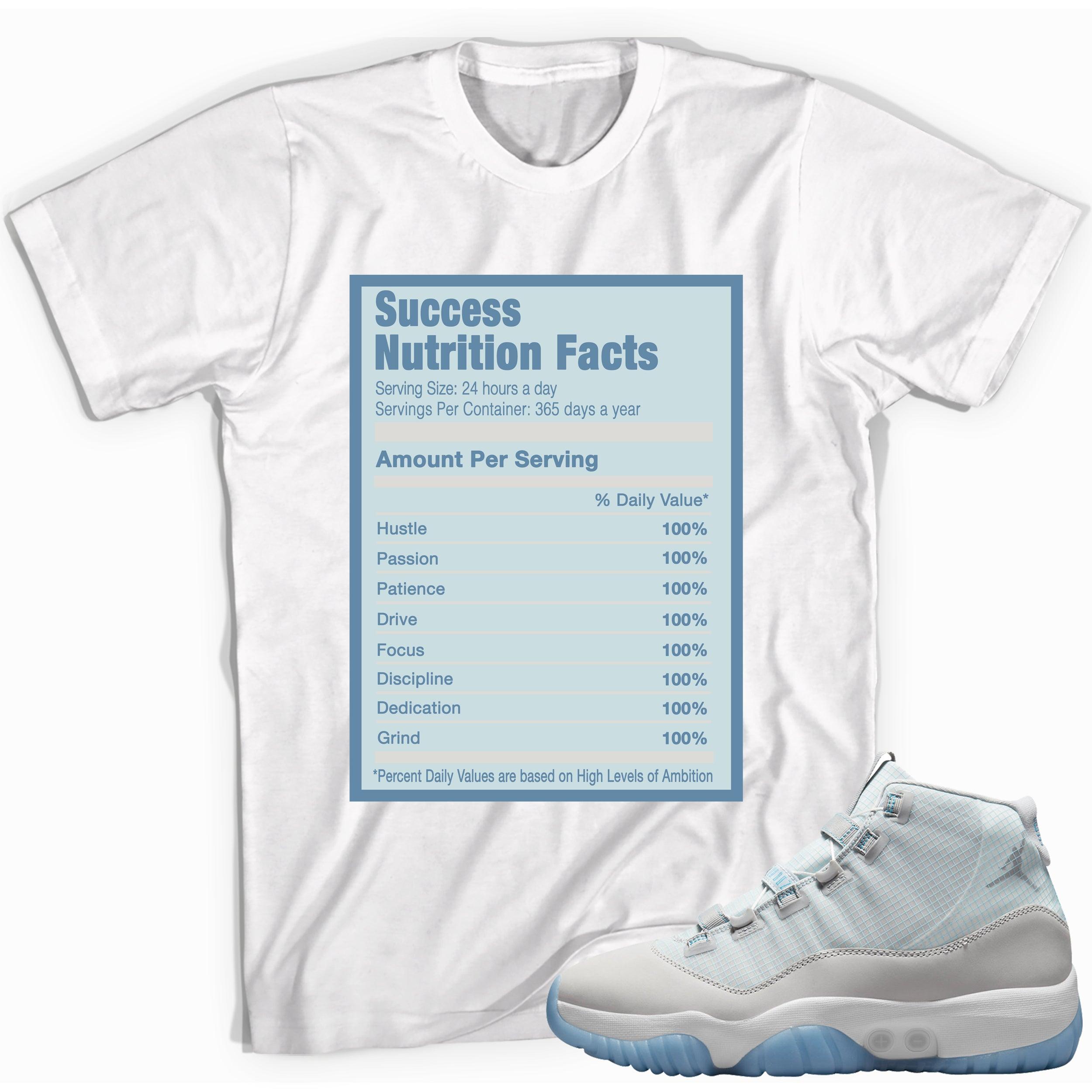 Success Nutrition Facts Sneaker Tee AJ 11 Adapt Dark Powder Blue photo