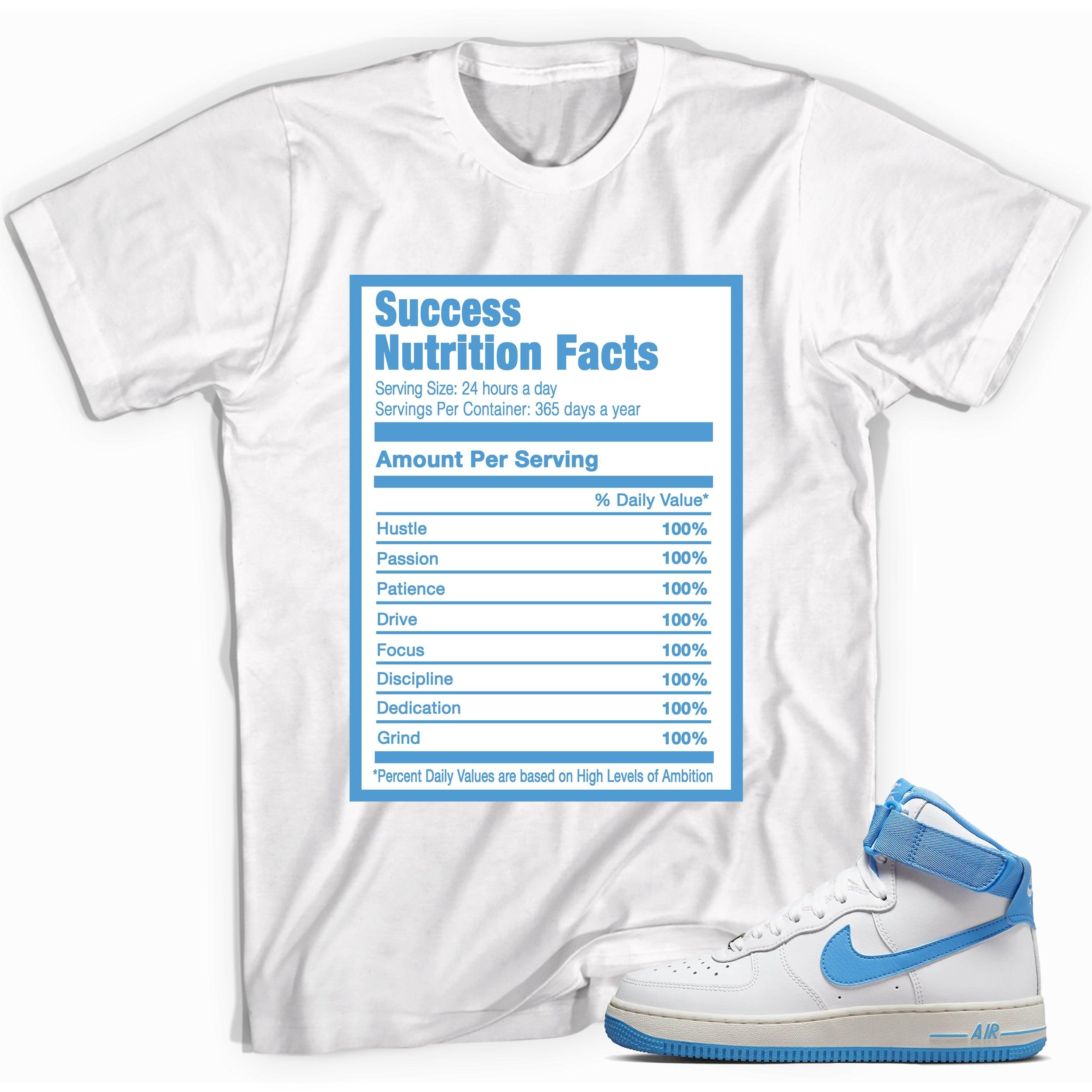 Success Nutrition Sneaker Tee Nike Air Force 1 High White University Blue photo