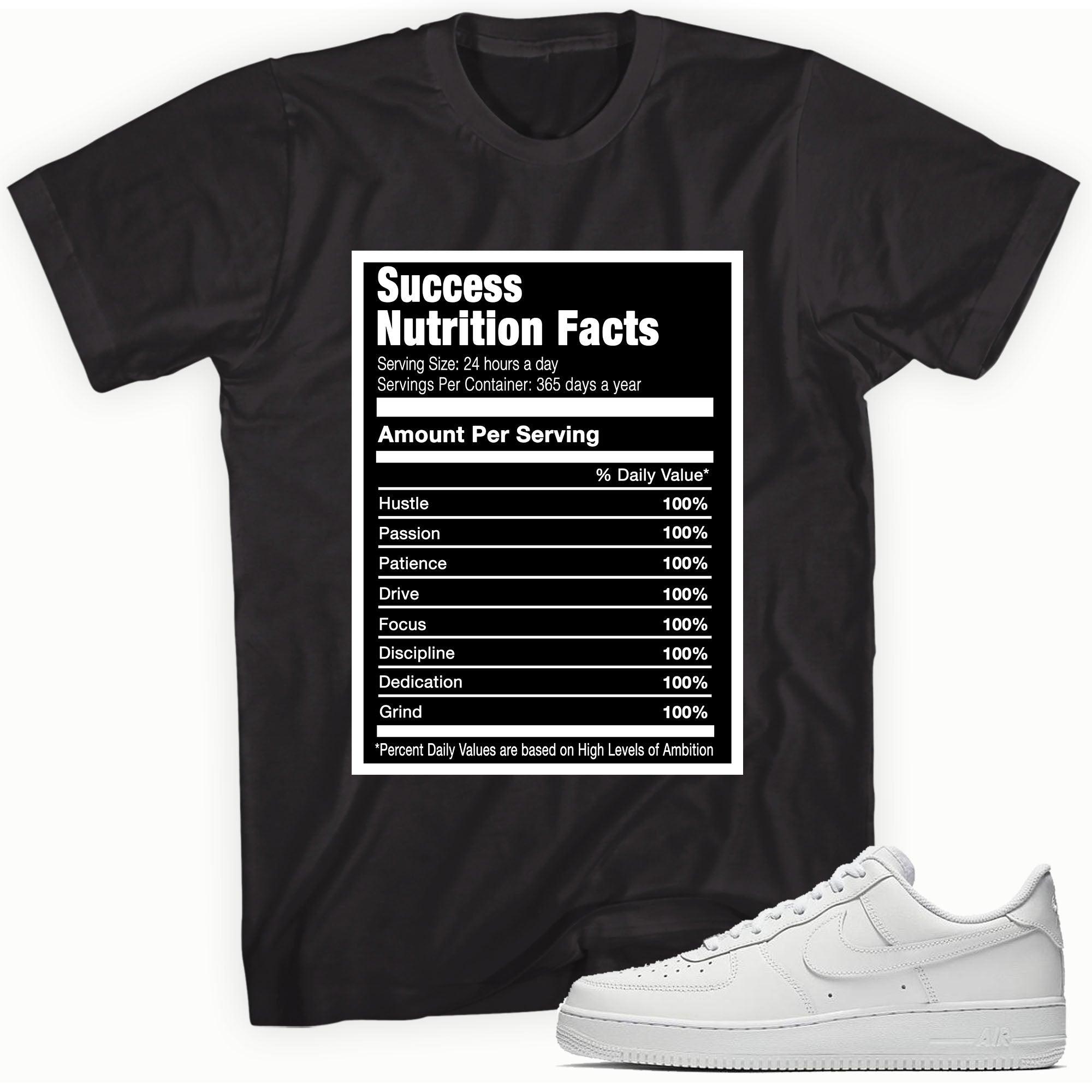 Success Nutrition Facts Sneaker Tee Nike Air Force 1 Low White 07 photo
