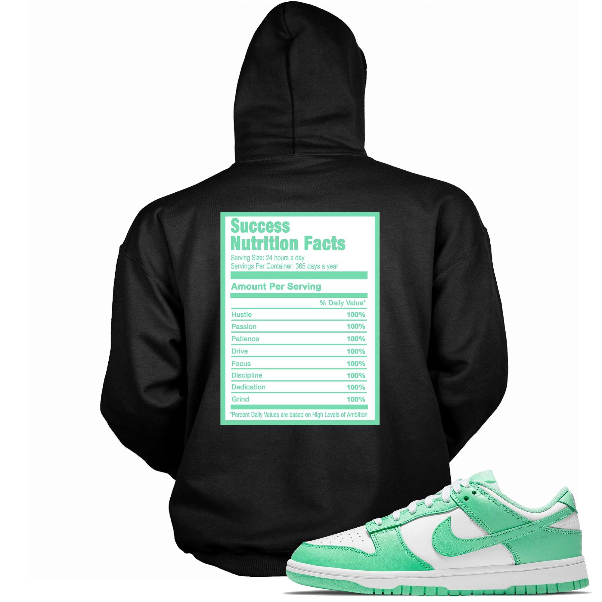 Black Success Nutrition Facts Hoodie Nike Dunk Low Green Glow photo