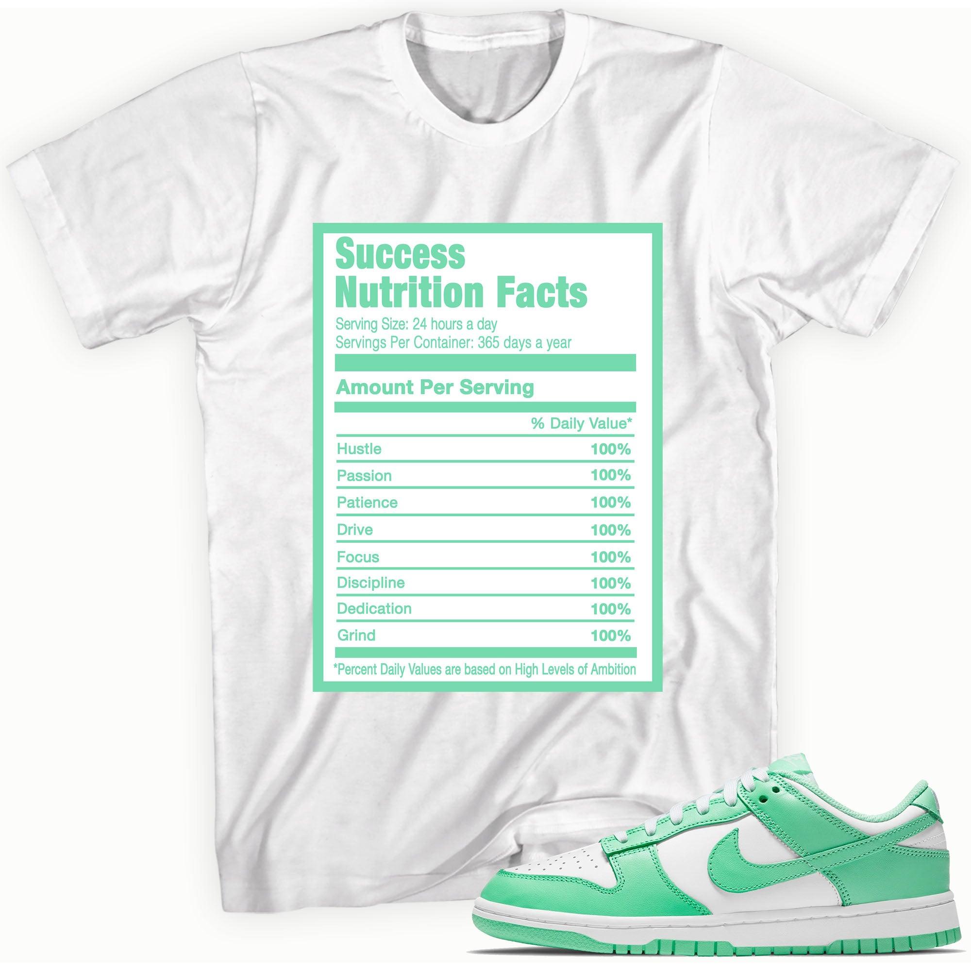 Success Nutrition Facts Shirt Nike Dunks Low Green Glow photo