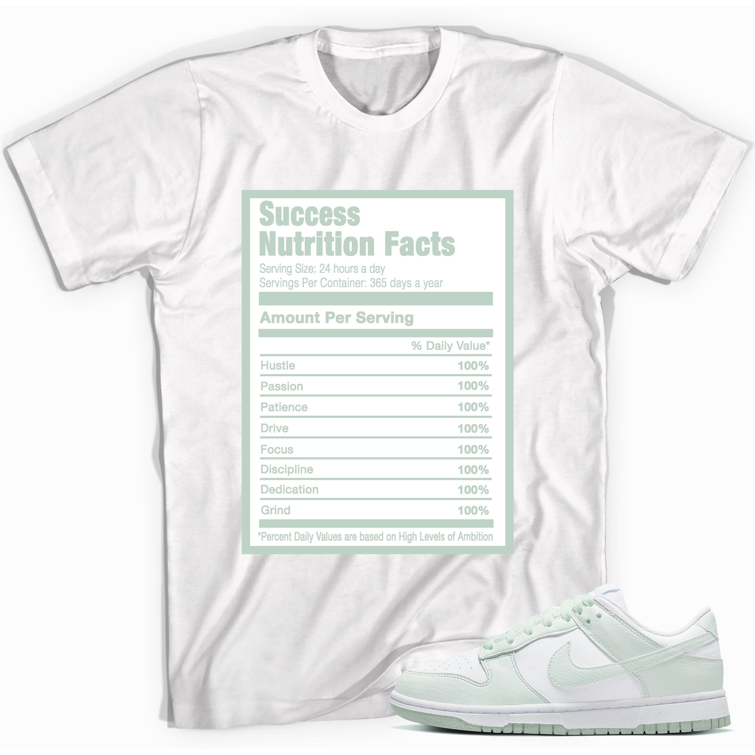 Success Nutrition Sneaker Tee Nike Dunk Low Next Nature White Mint photo