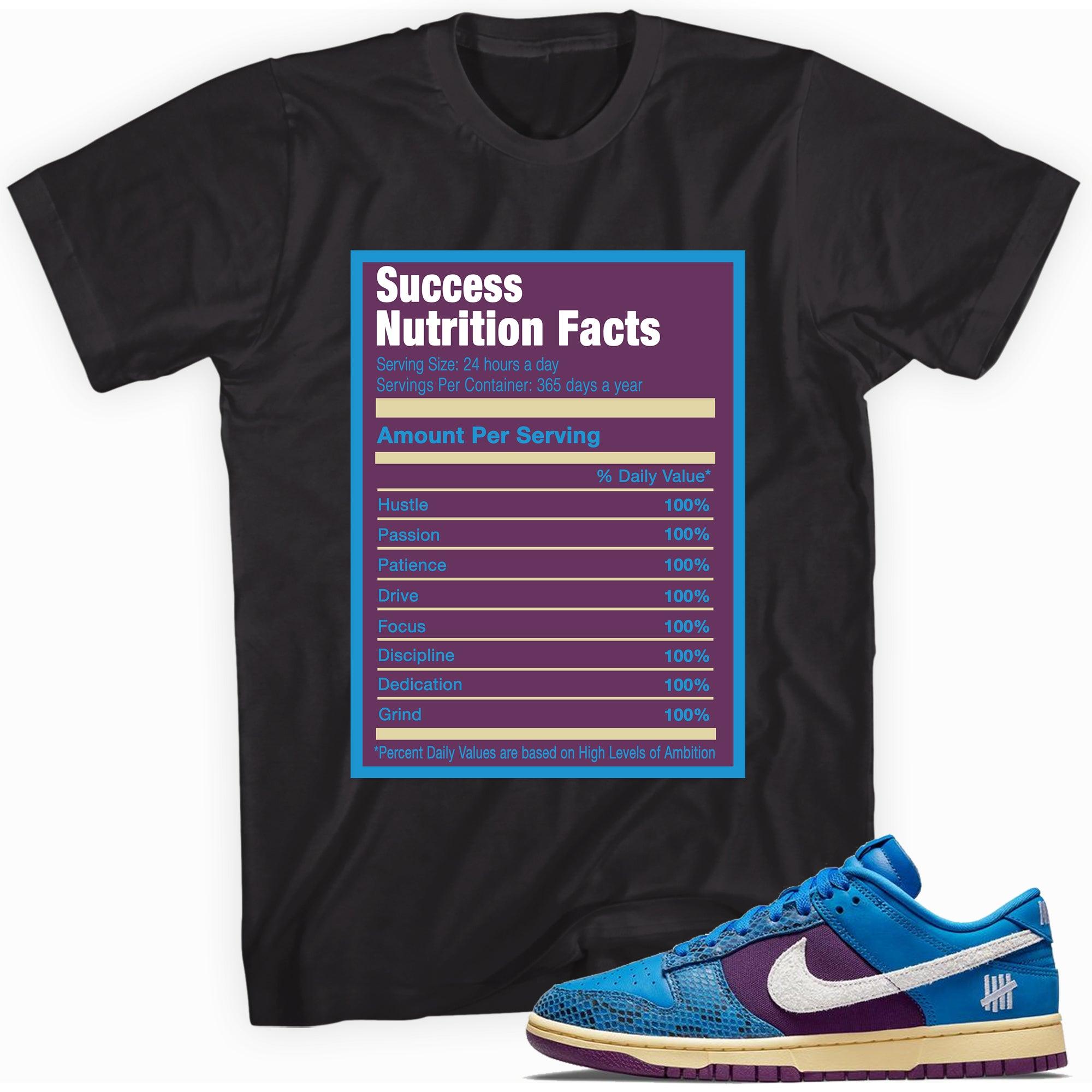 Black Success Nutrition Facts Shirt Nike Dunks Low Undefeated 5 On It Dunk vs AF1 photo