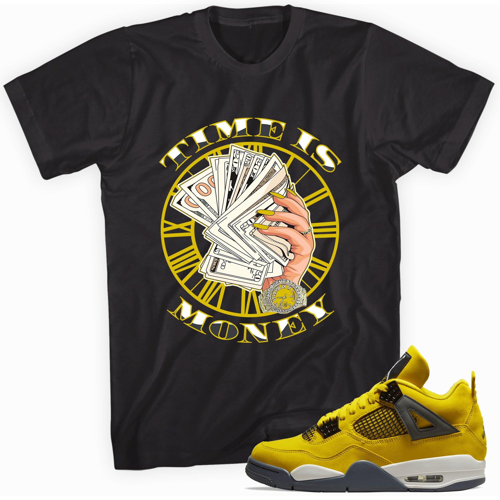 Black Time Is Money Shirt Air Jordan 4s Retro Lightning photo