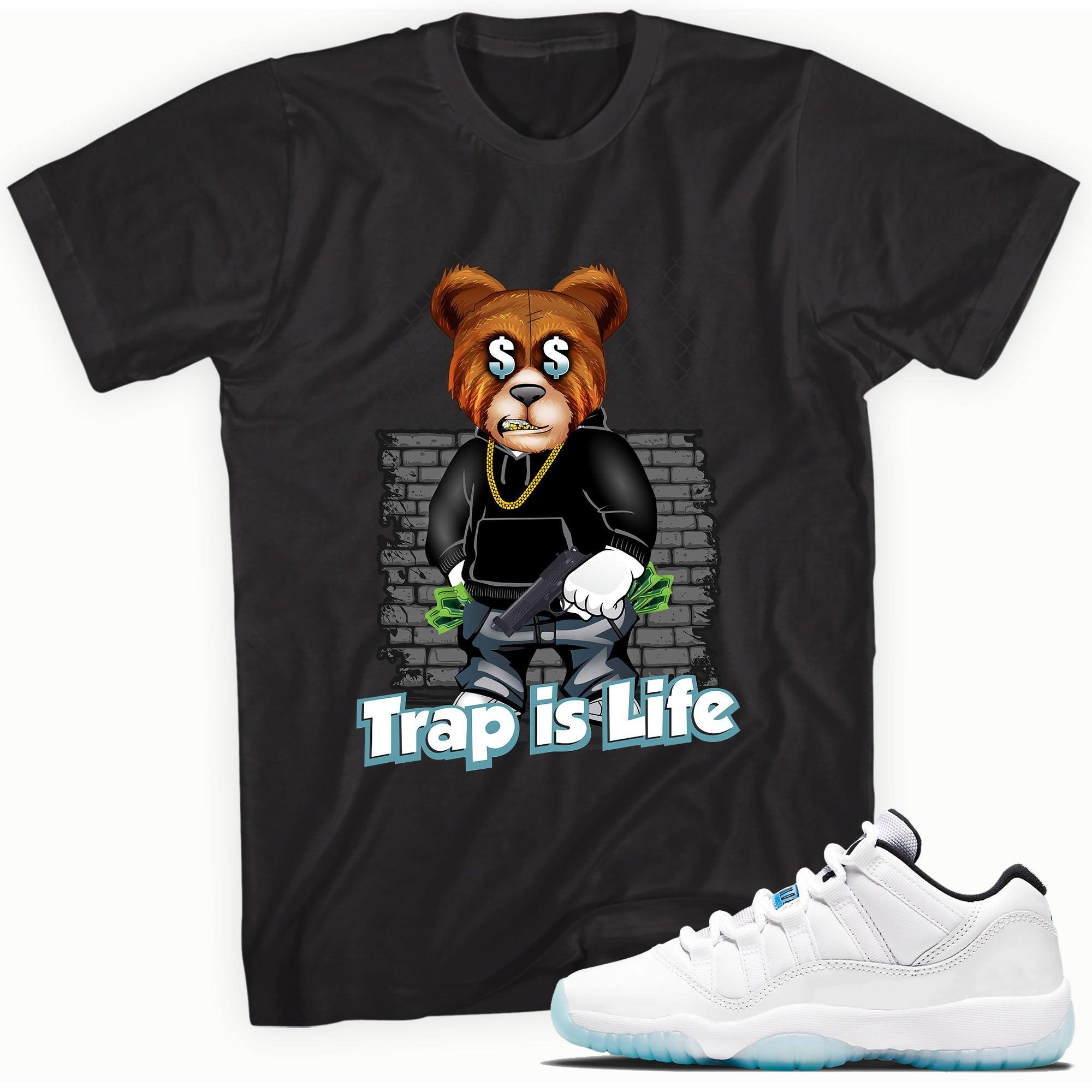 Black Trap Is Life Shirt AJ 11s Retro Low Legend Blue photo