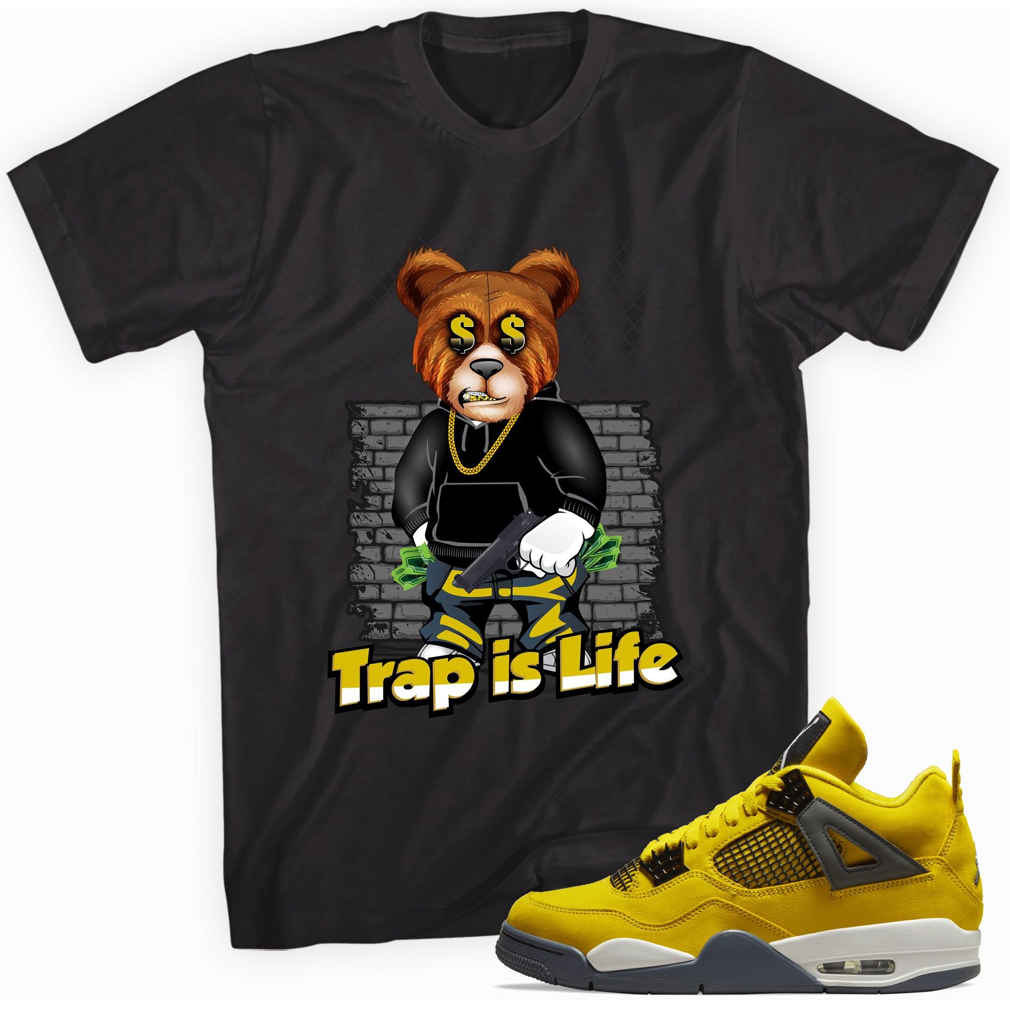 Black Trap Is Life Shirt Jordan 4s Retro Lightning photo