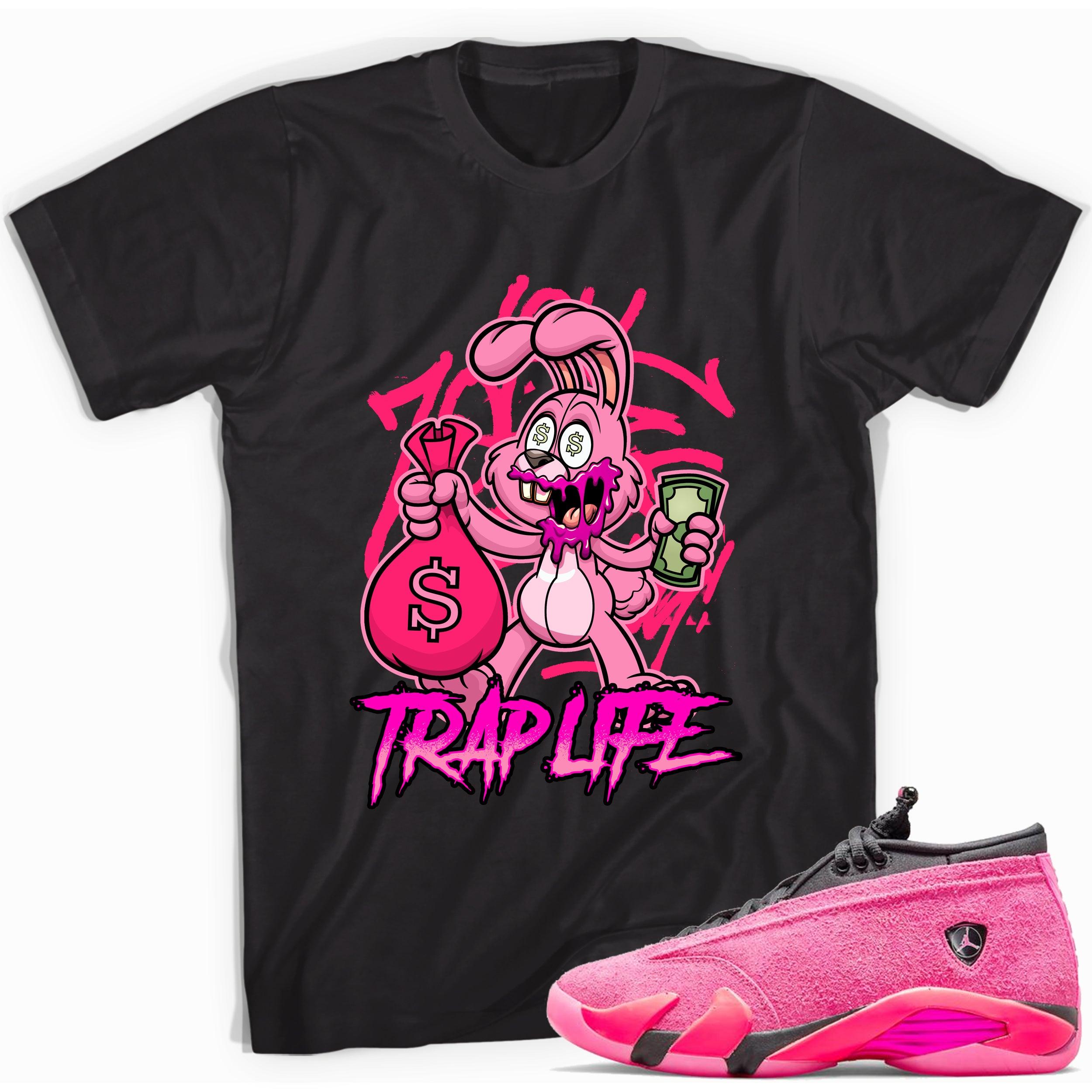 Black Trap Rabbit Shirt AJ 14 Low Shocking Pink photo