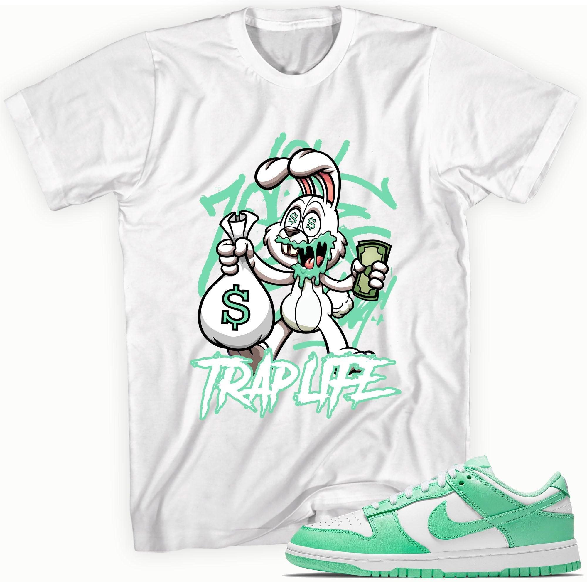 Trap Life Shirt Nike Dunks Low Green Glow photo