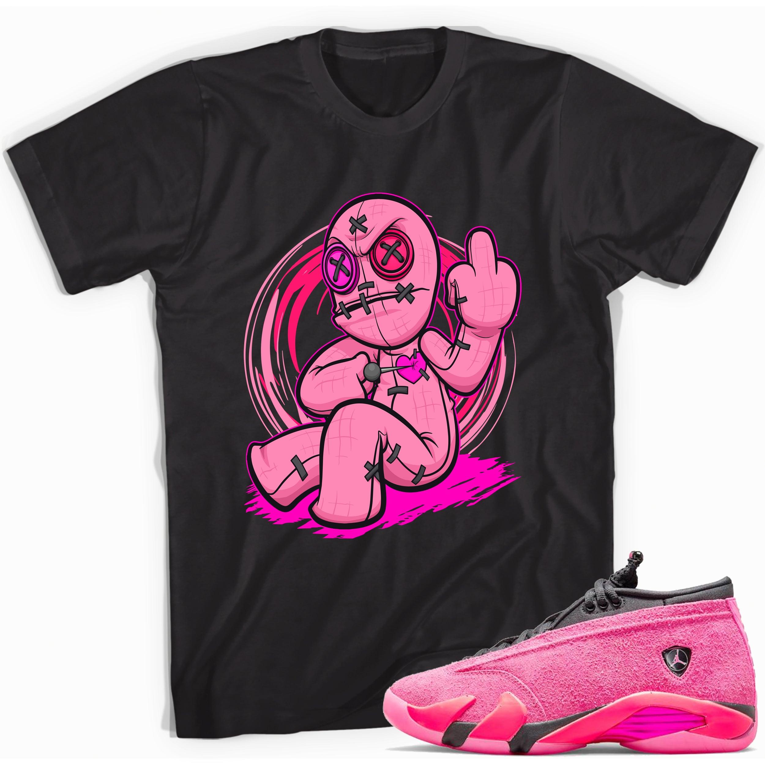 Black Voodoo Doll Shirt Jordan 14 Shocking Pink photo