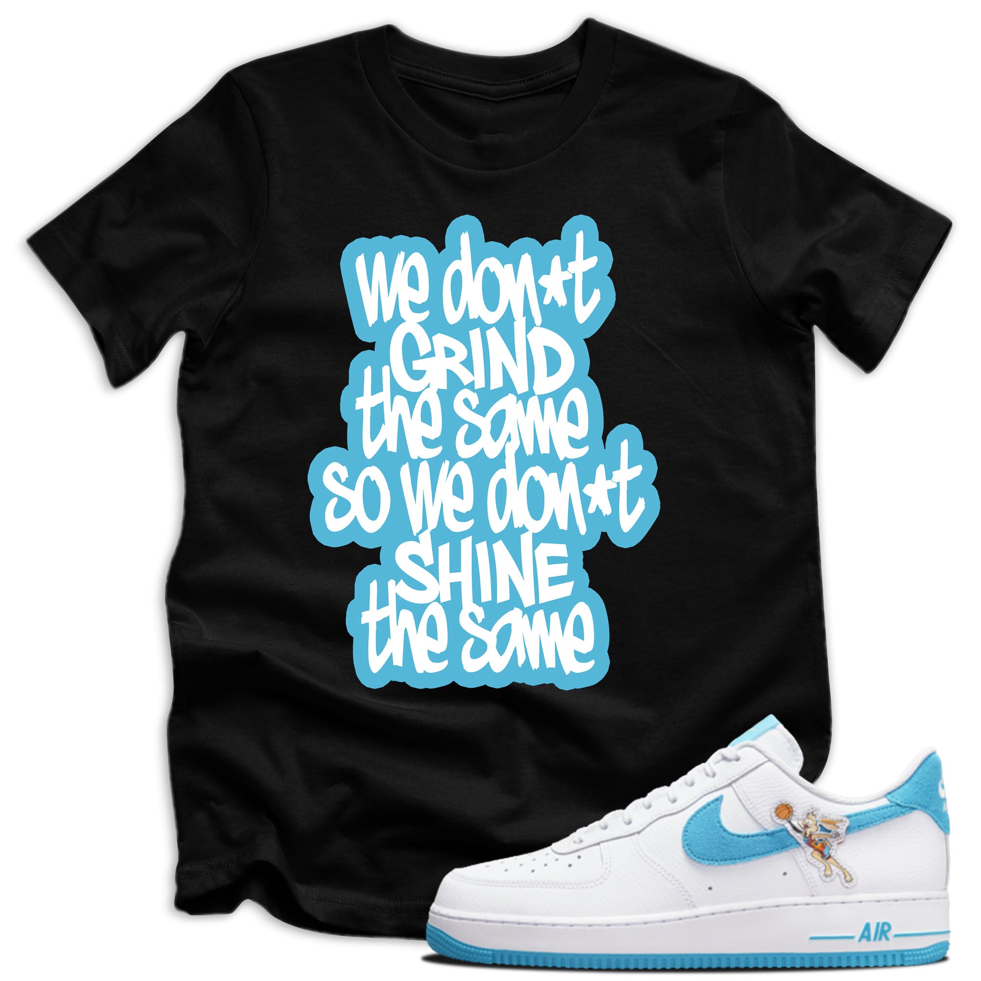 youth We Grind Shirt Nike Air Force 1 Low Hare Space Jam photo