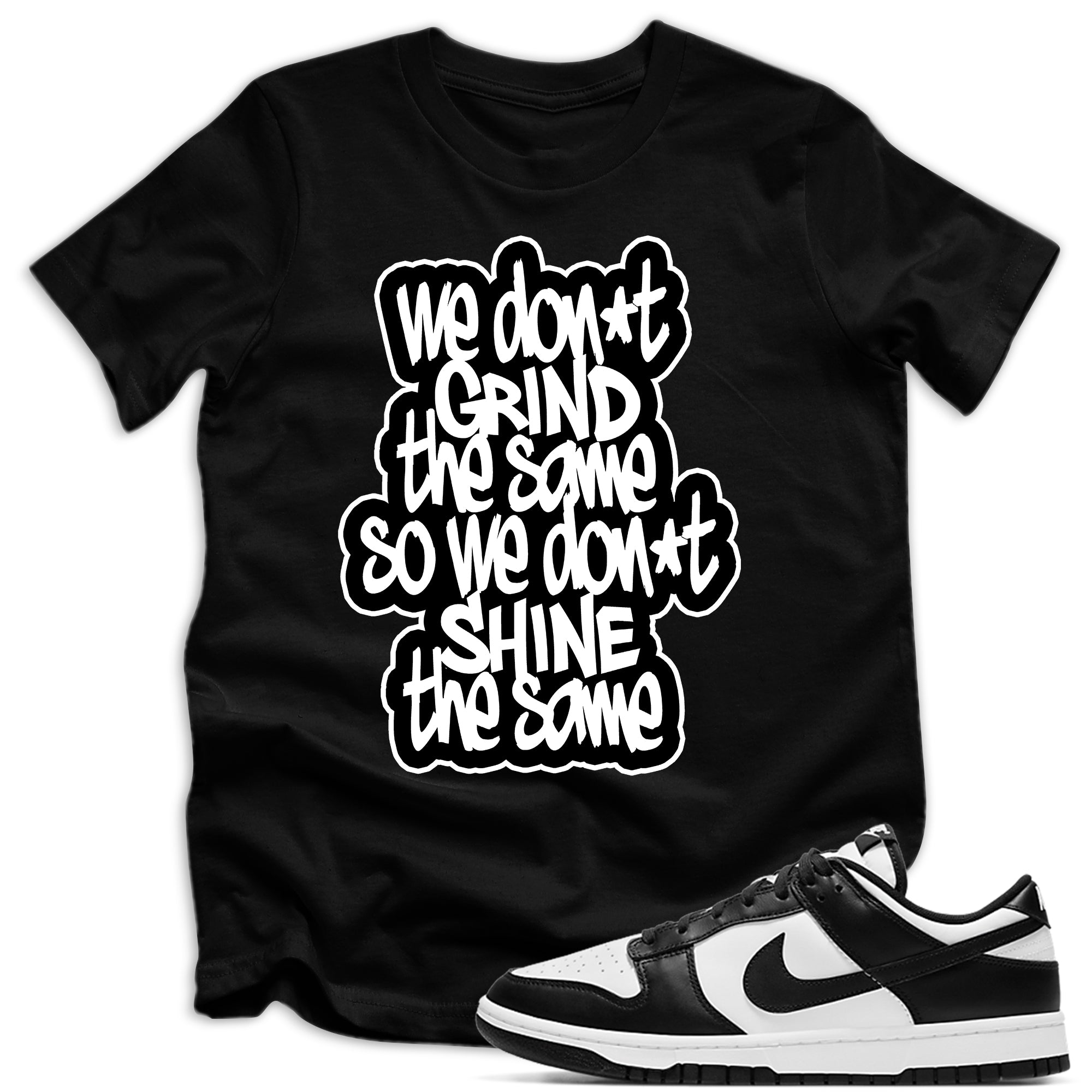 youth We Grind Shirt Nike Dunks Low Retro White Black photo