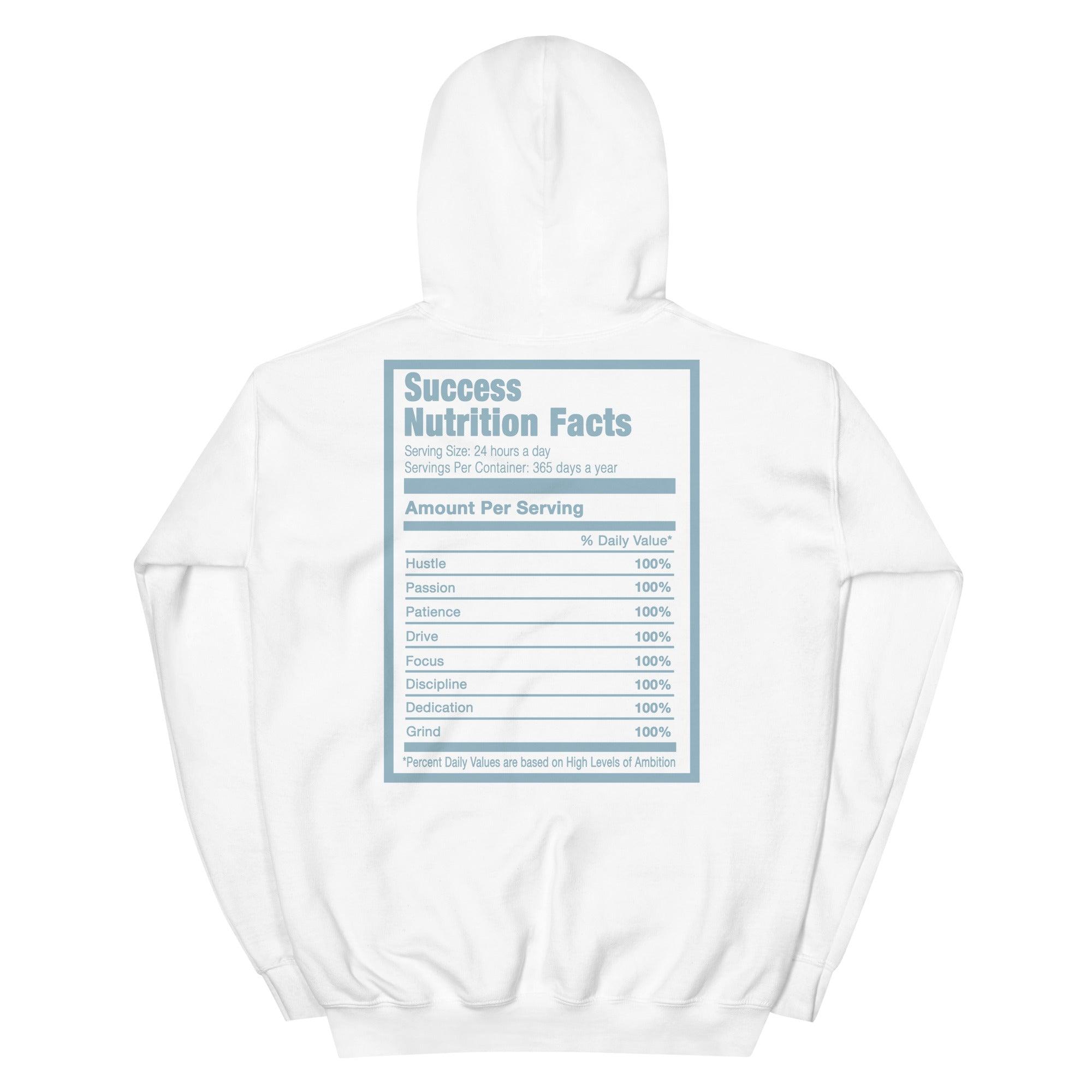 White Success Nutrition Hoodie AJ 1 Mid UNC photo