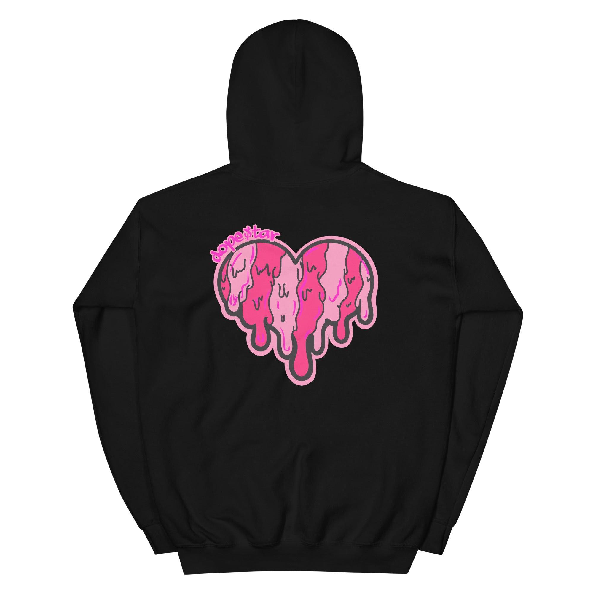 Black Melting Heart Hoodie AJ 14s Low Shocking Pink photo