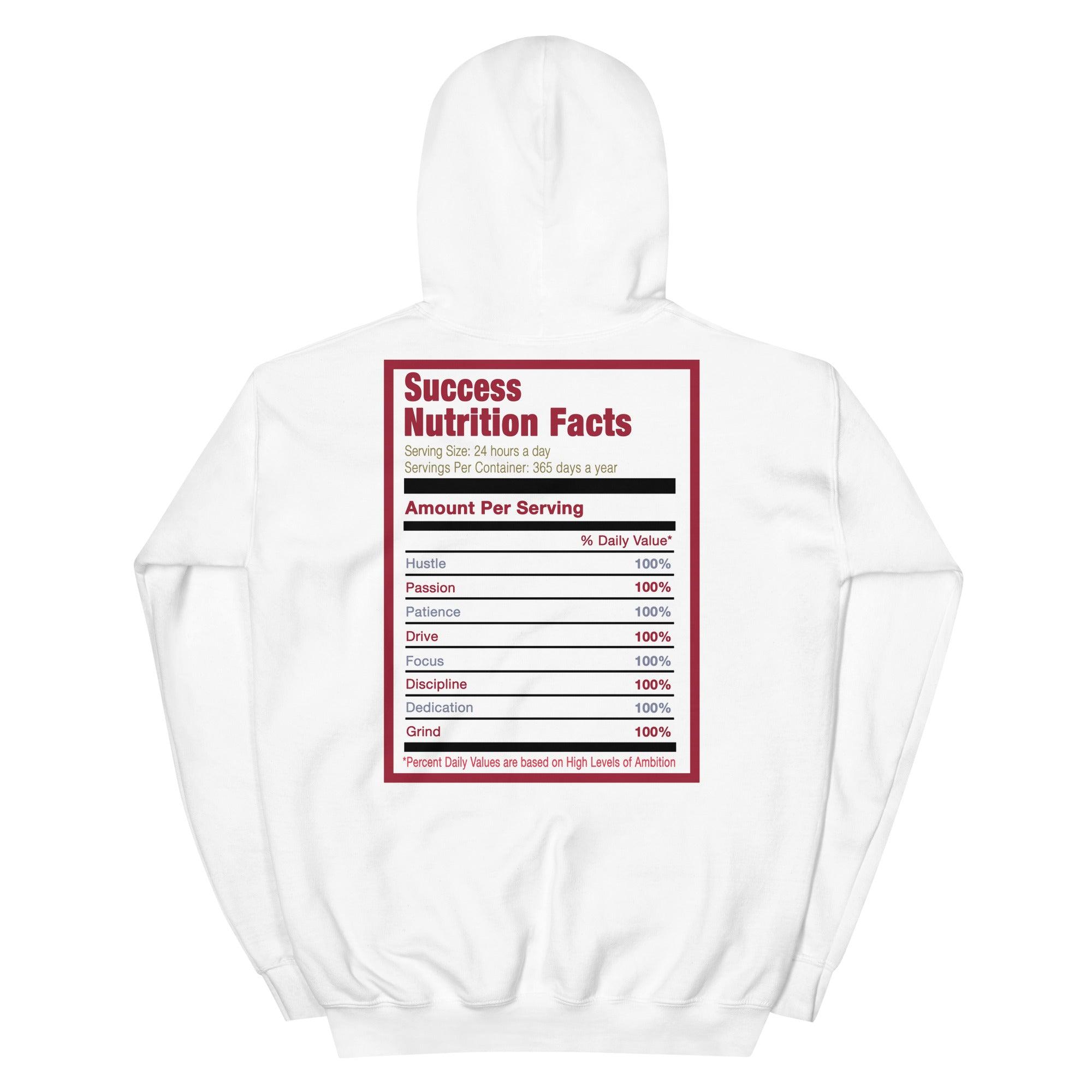 White Success Nutrition Facts Hoodie AJ 6 Carmine photo