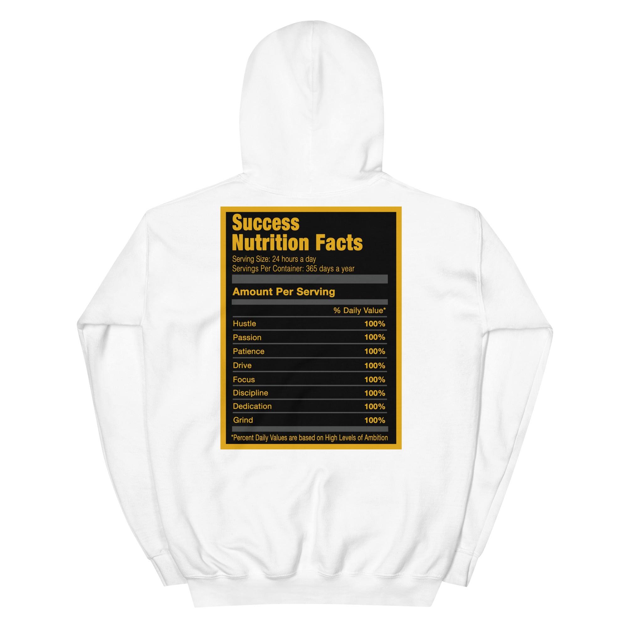 White Success Nutrition Hoodie AJ 9 University Gold photo