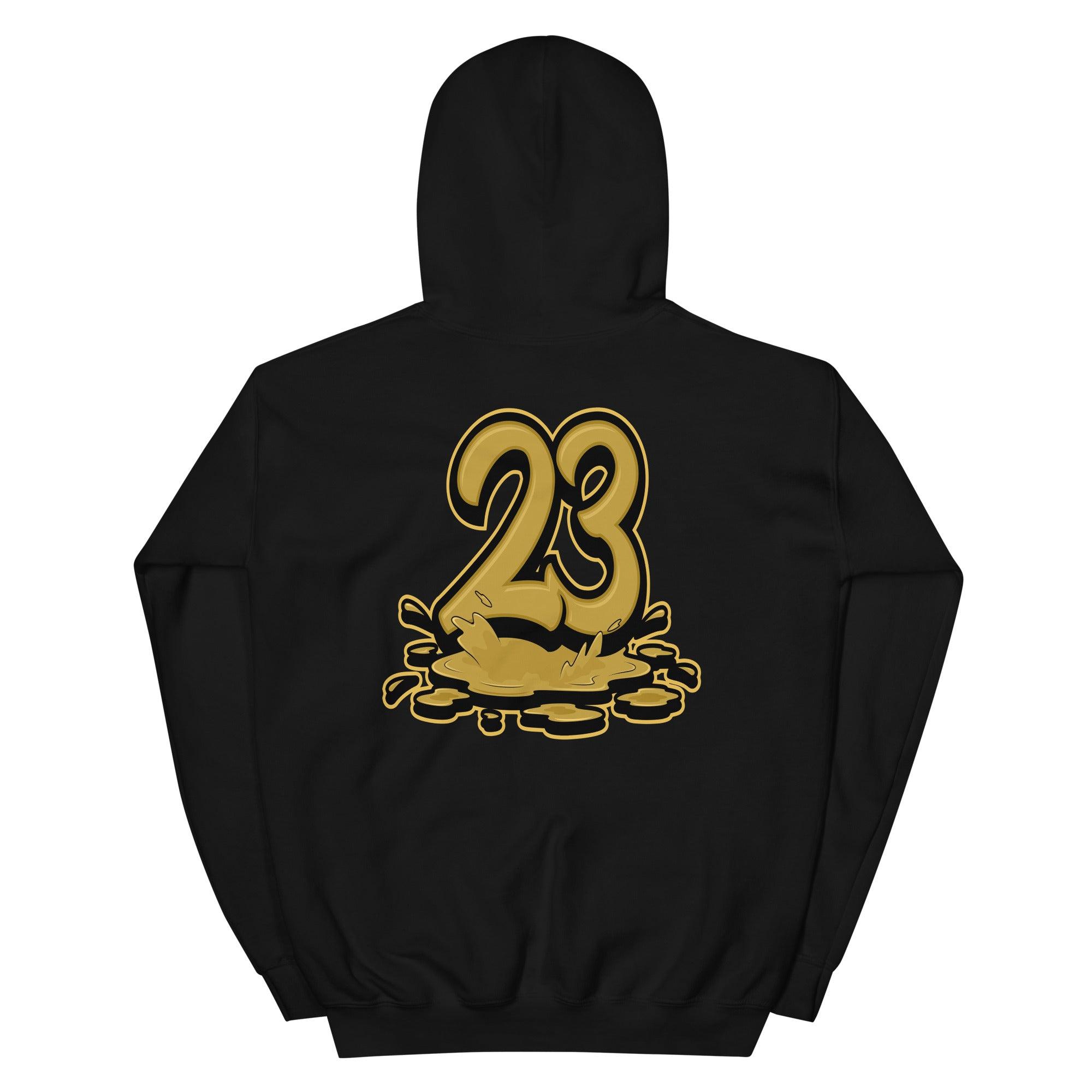 Number 23 Melting Hoodie AJ 1 Retro High OG Black Metallic Gold photo