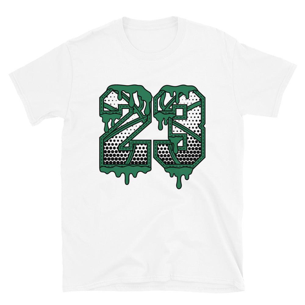 White 23 Ball Shirt AJ 13 Lucky Green photo