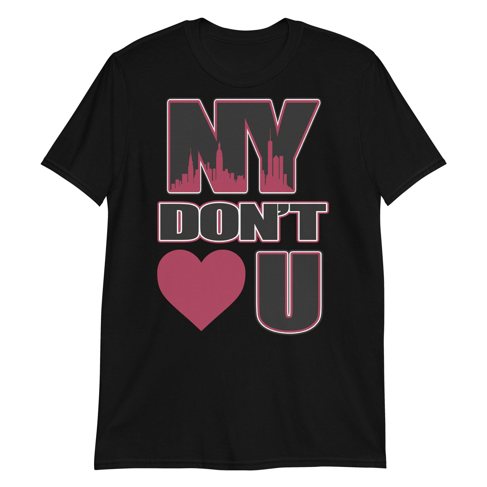 Black NY Don't Love You Shirt Jordan 1 Patent Leather Bred photo