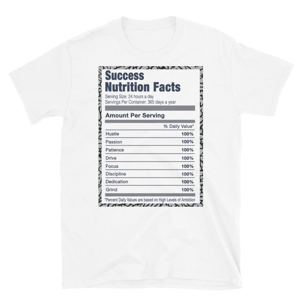 White Success Nutrition Facts Shirt AJ 3 Midnight Navy photo