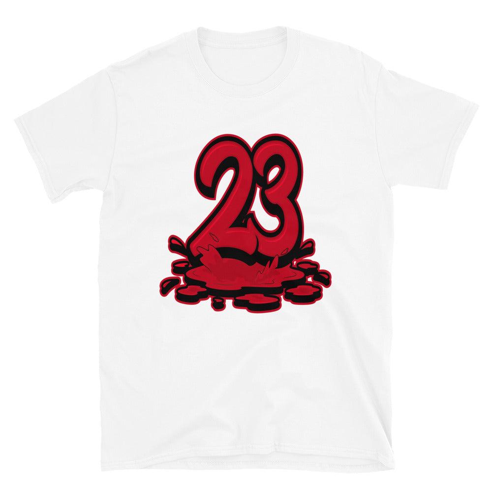 White 23 Melting Shirt Air Jordan 4 Red Thunder photo