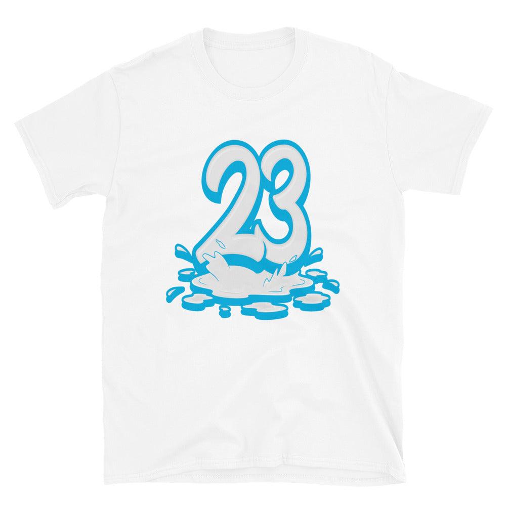 White 23 Melting Shirt Nike Dunk High Retro Laser Blue photo