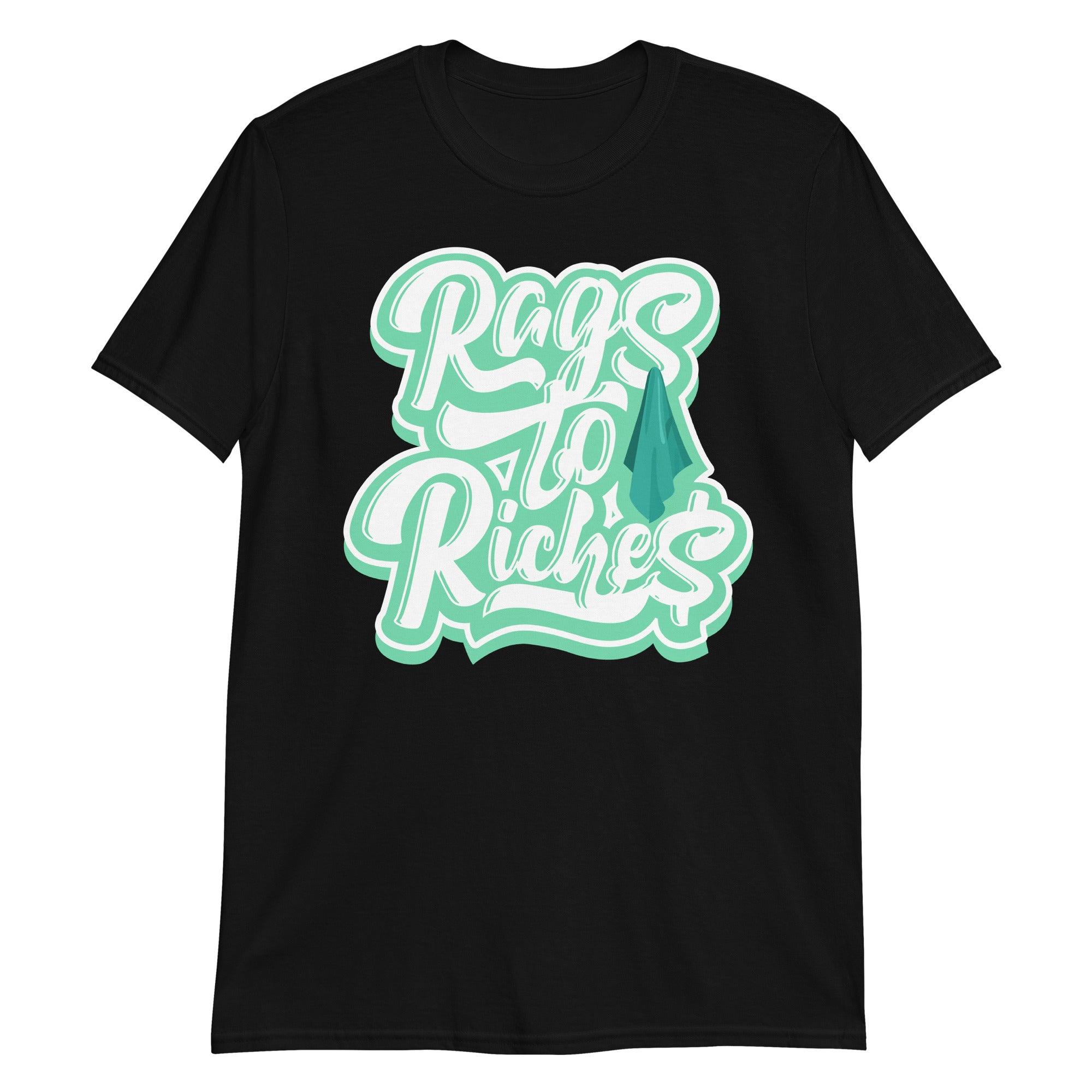 Black Rags To Riches Shirt Nike Dunk Low Green Glow photo