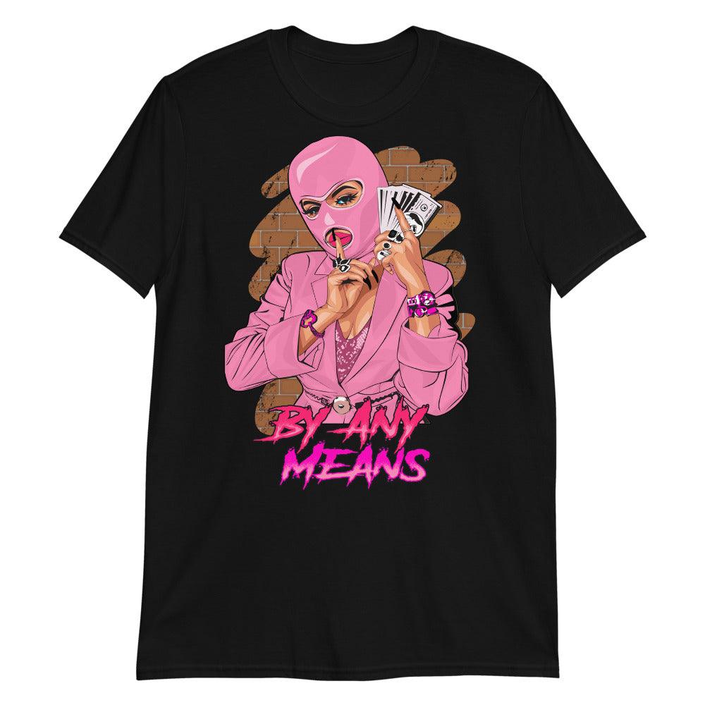 By Any Means Sneaker Tee Jordan 14s Low Shocking Pink photo