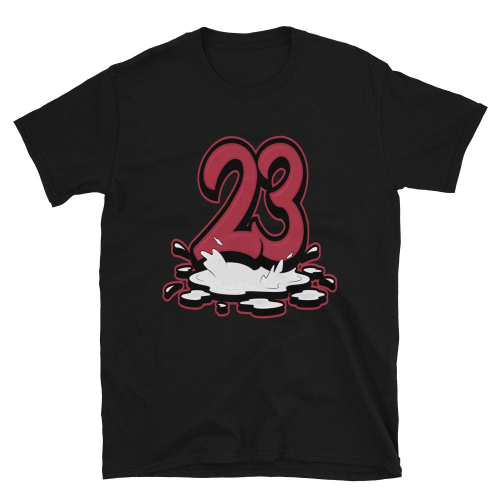 Number 23 Melting Shirt AJ 1 High FlyEase Black White Fire Red photo