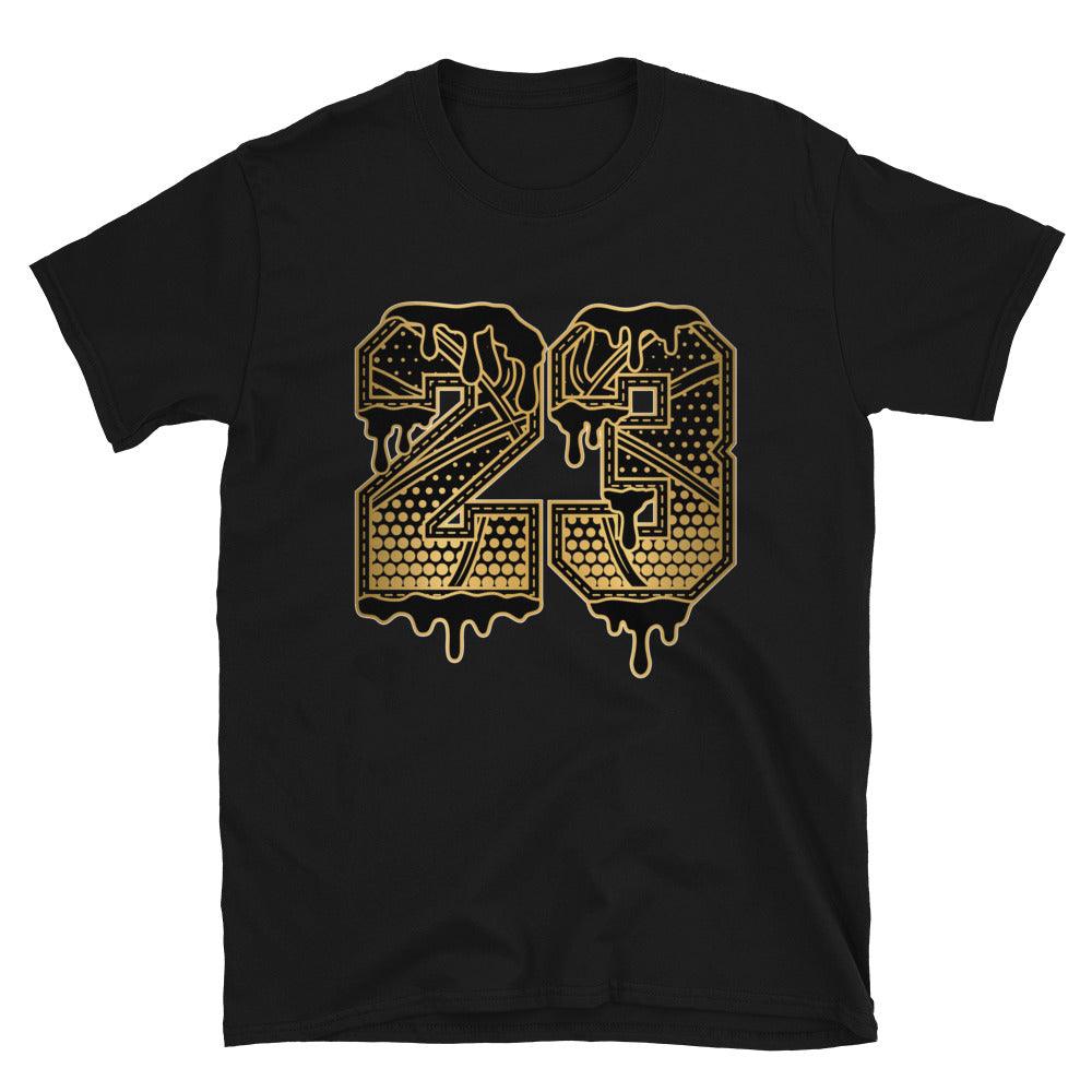 Number 23 Ball Shirt AJ 1 Retro High OG Black Metallic Gold photo
