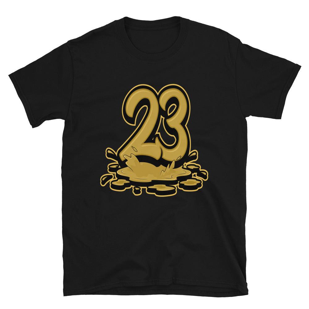 Number 23 Melting Shirt AJ 1 Retro High OG Black Metallic Gold photo