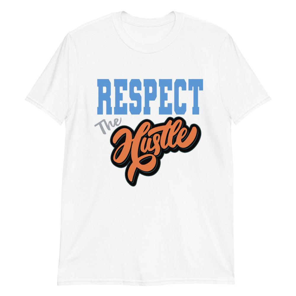White Respect The Hustle Shirt Yeezy Boost 700s Bright Blue photo