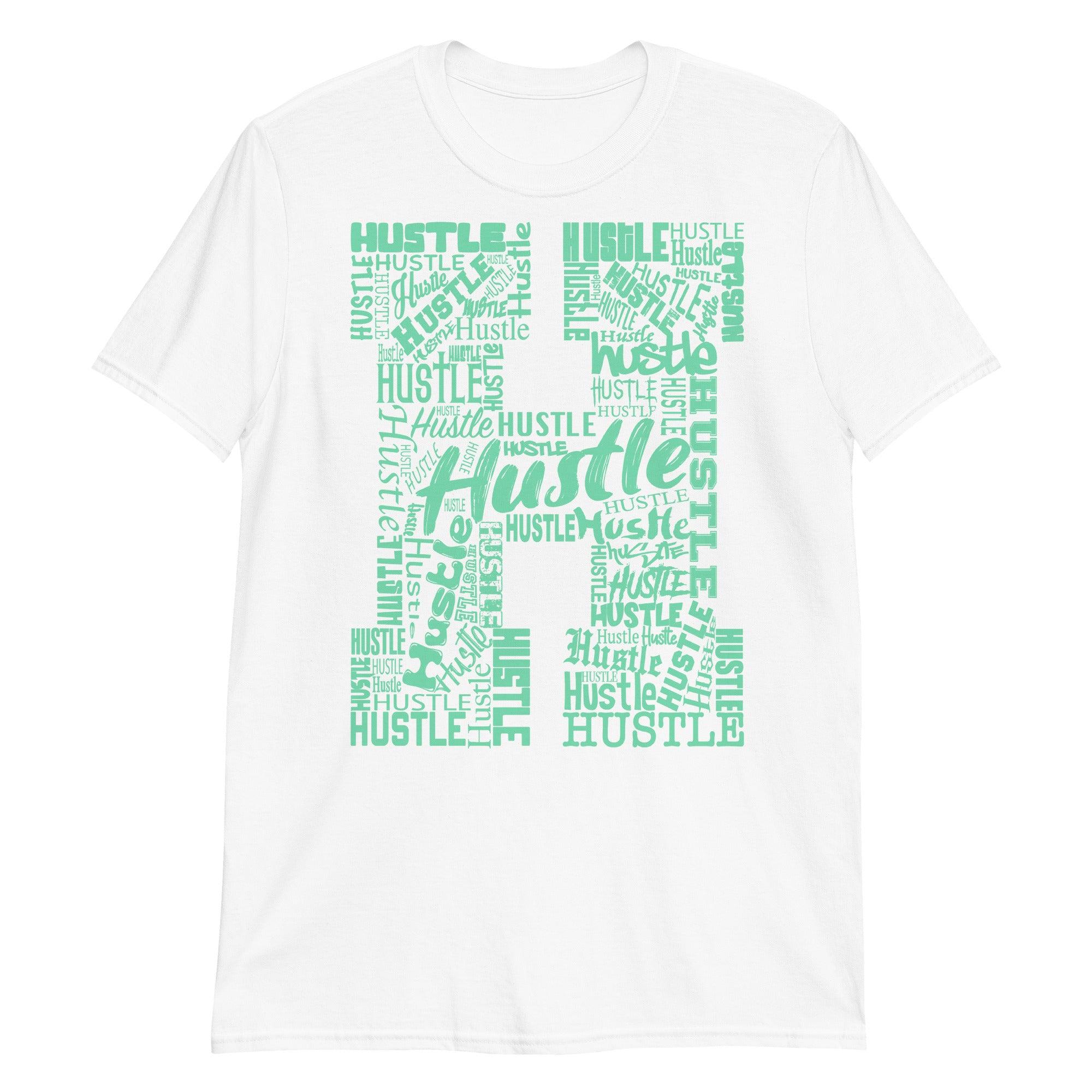 White H For Hustle Shirt Nike Dunks Low Green Glow photo