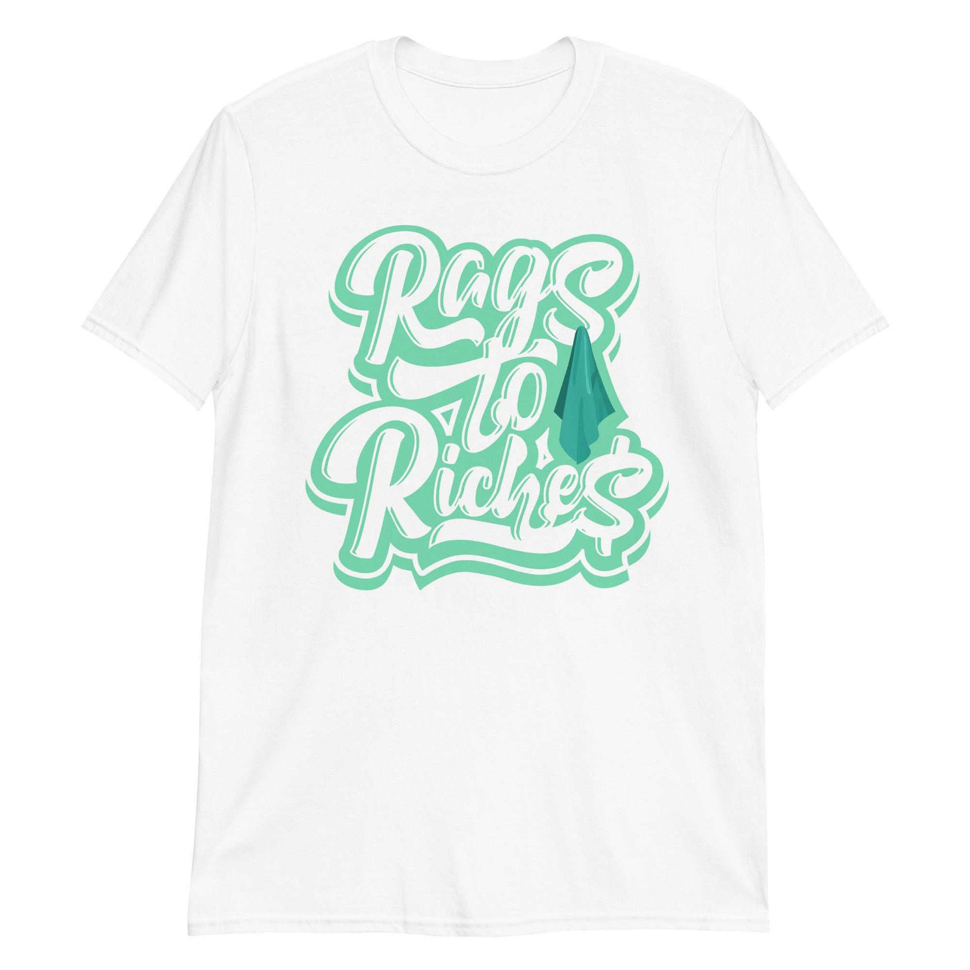 White Rags To Riches Shirt Nike Dunk Low Green Glow photo