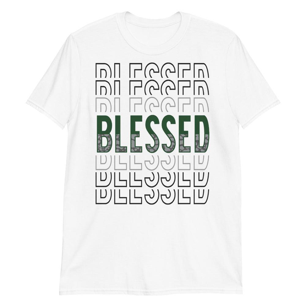 White Blessed Shirt Jordan 3s Pine Green photo