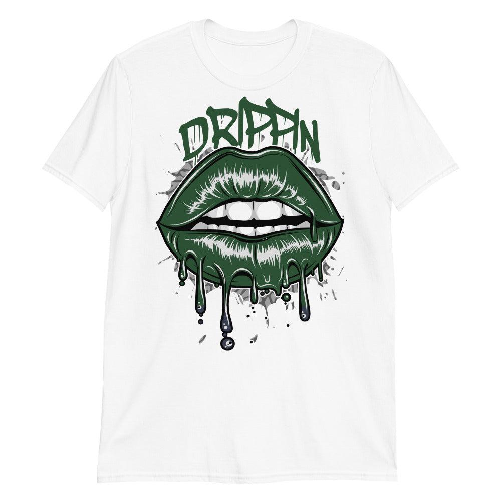 White Drippin Lips Shirt Jordan 3s Pine Green photo