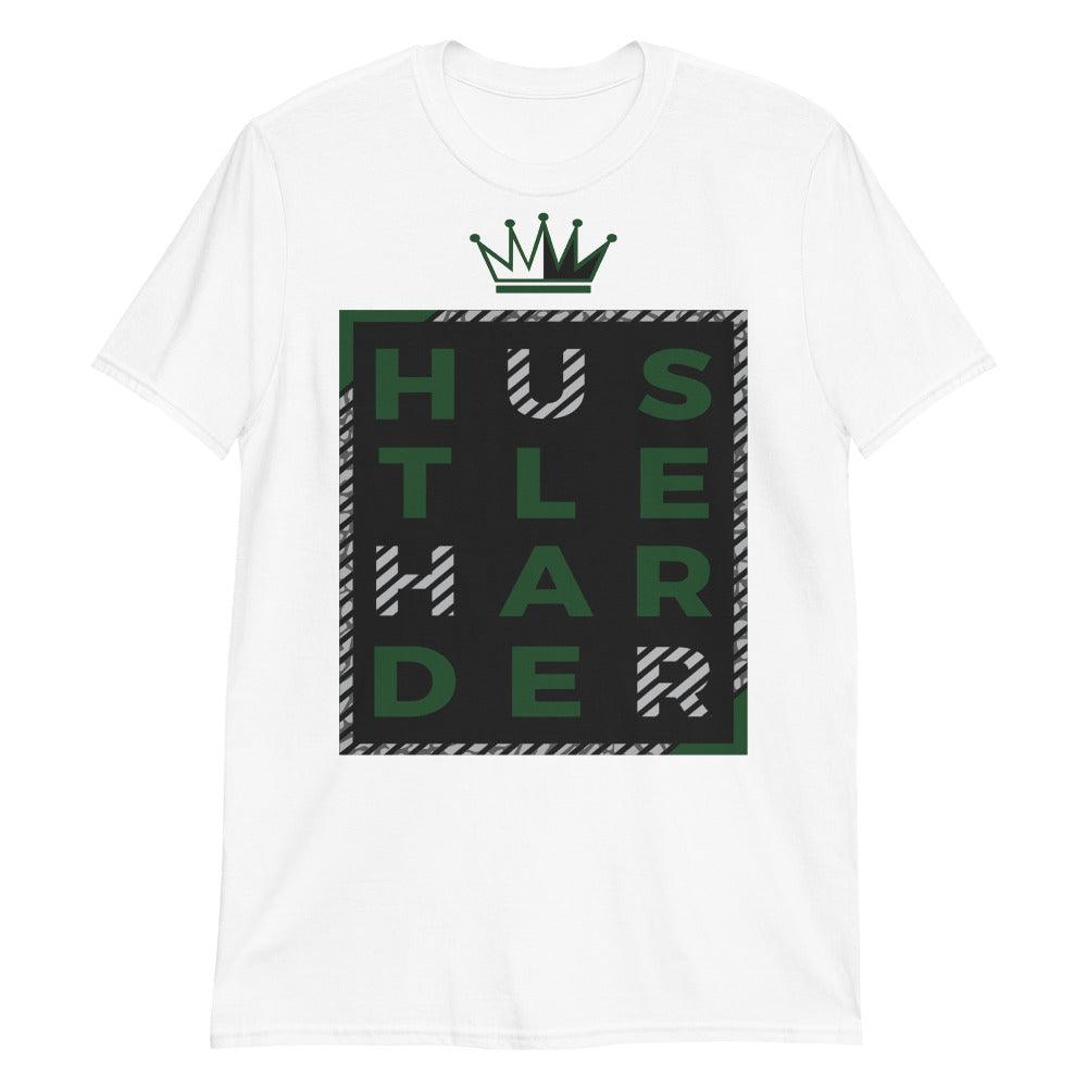 White Hustle Harder Shirt Jordan 3s Pine Green photo