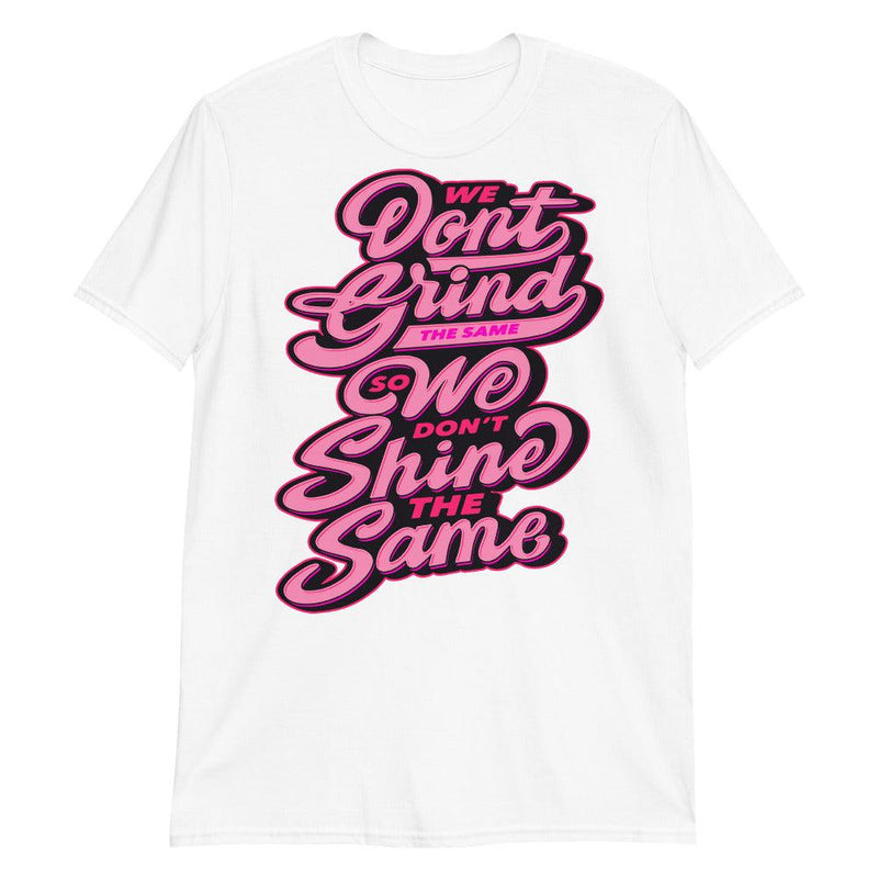 White Grind and Shine Shirt Jordan 14s Low Shocking Pink photo