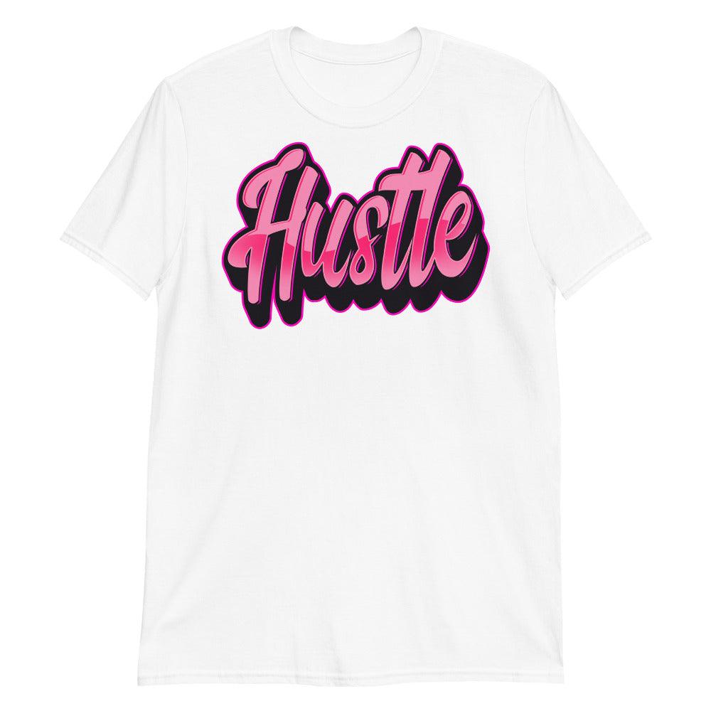 White Hustle Shirt Jordan 14s Low Shocking Pink photo