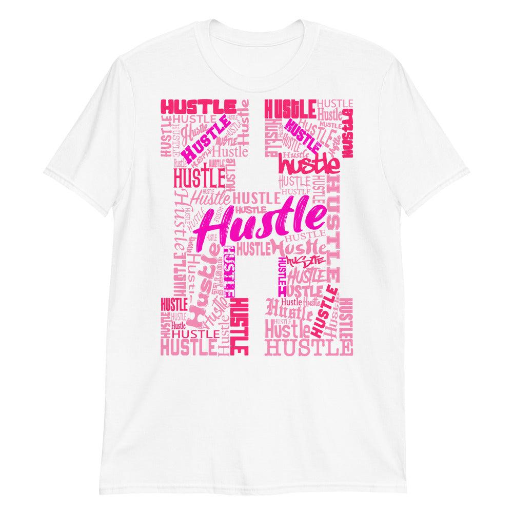 White H For Hustle Shirt Jordan 14s Low Shocking Pink photo