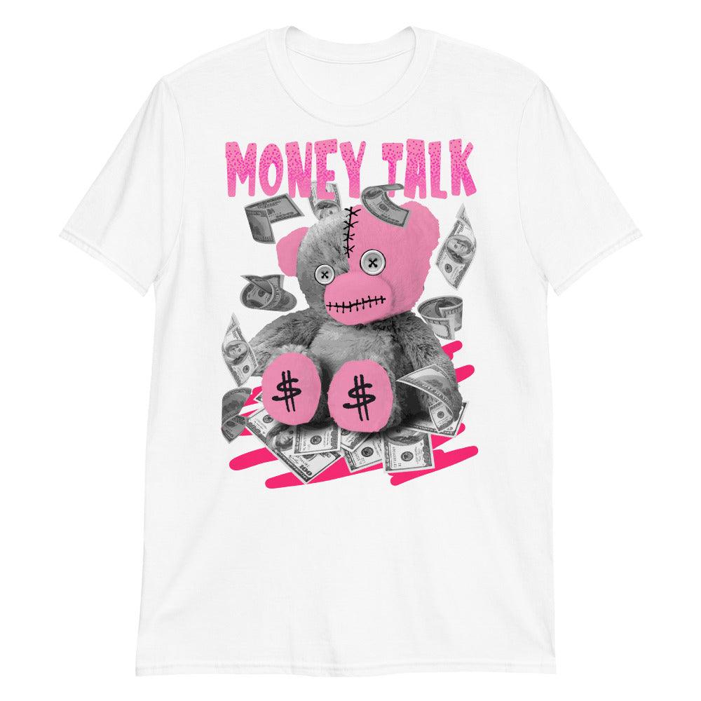 White Money Talk Shirt Jordan 14s Low Shocking Pink photo