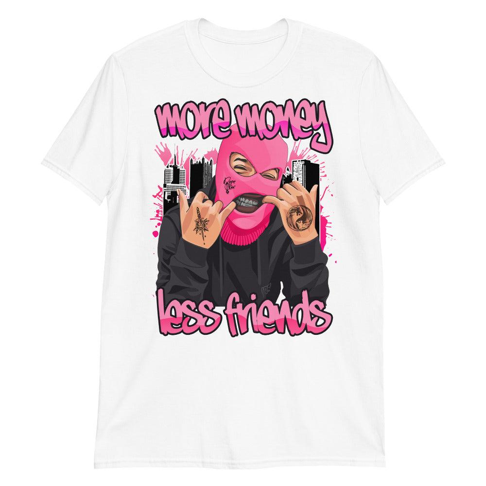 White More Money Less Friends Shirt Jordan 14s Low Shocking Pink photo