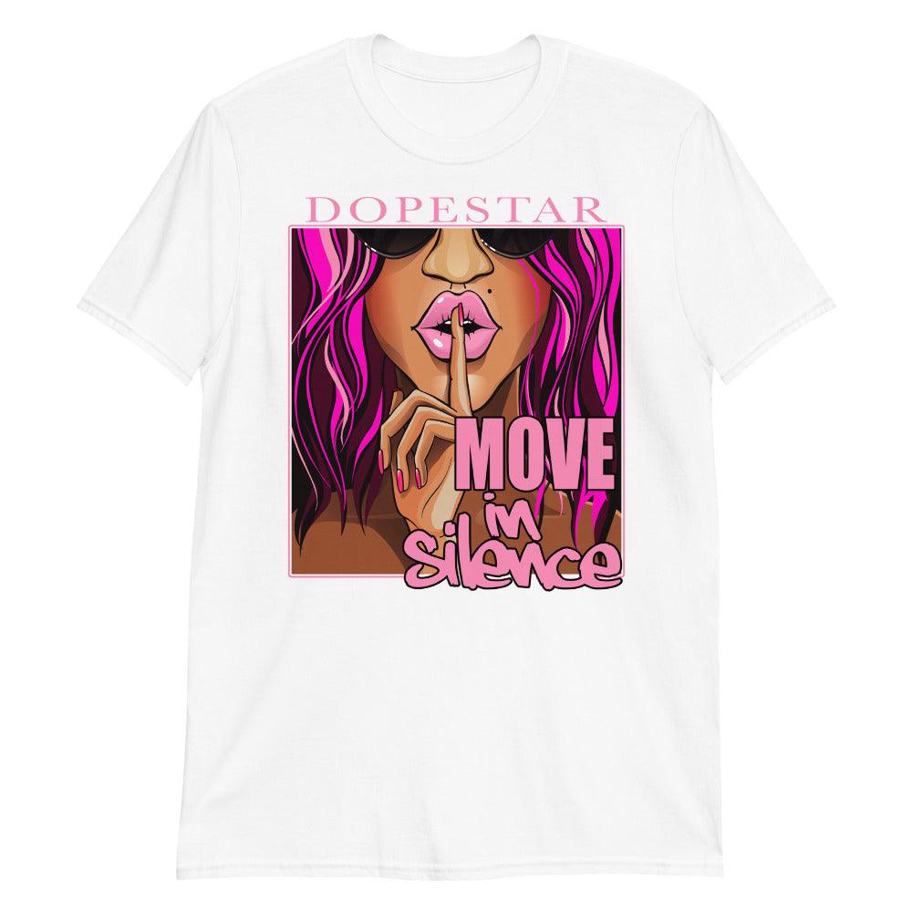 White  Move In Silence Shirt AJ 14s Low Shocking Pink photo